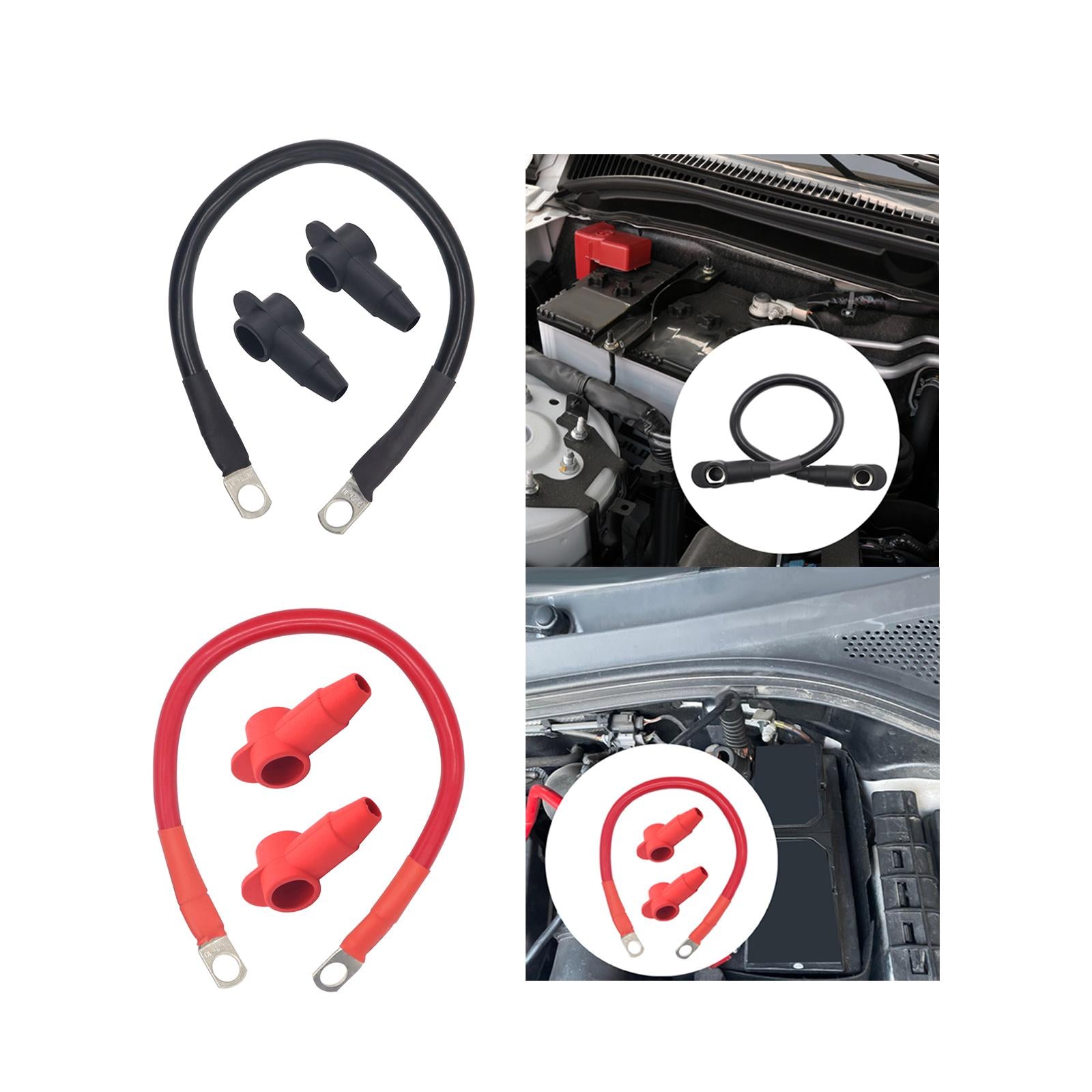 30cm Automotive 4 AWG Battery Cable 3/8in Lugs for Electrical Equipment Black