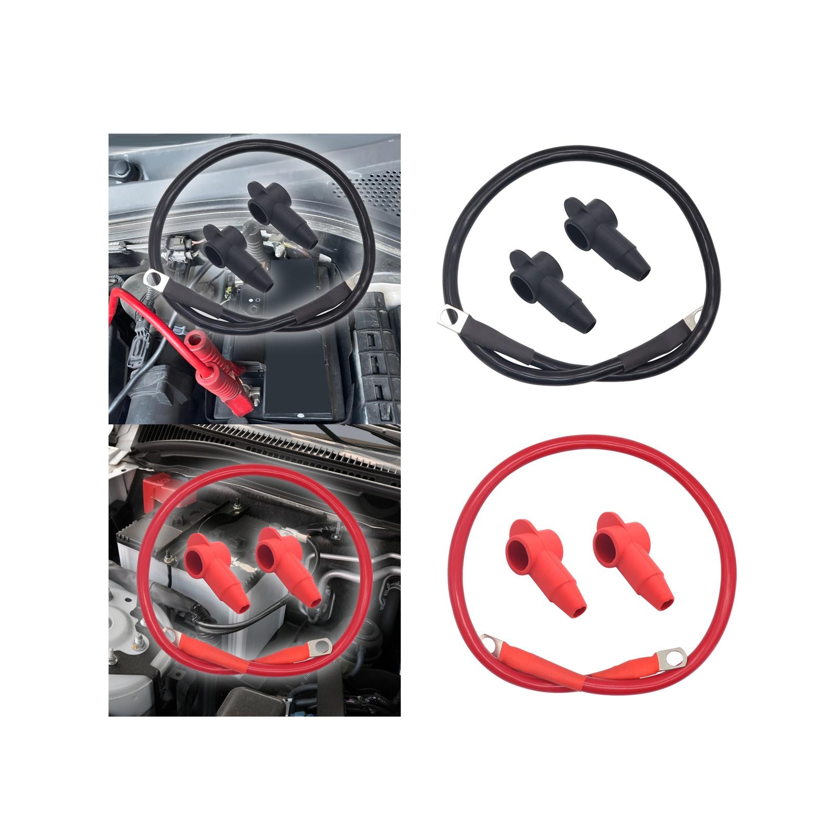 Automotive 4 AWG Battery Cable 3/8in Lugs for Marine RV Multifunctional Black