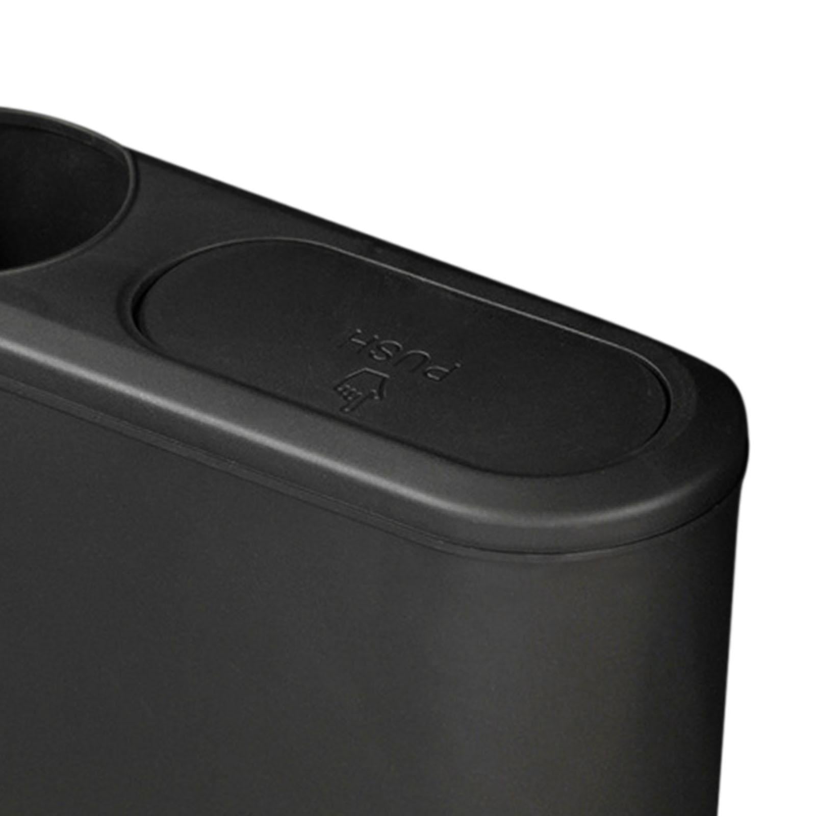Car Trash Can with Lid Auto Accessories Trash Container for Keys Bottle Black Plastic