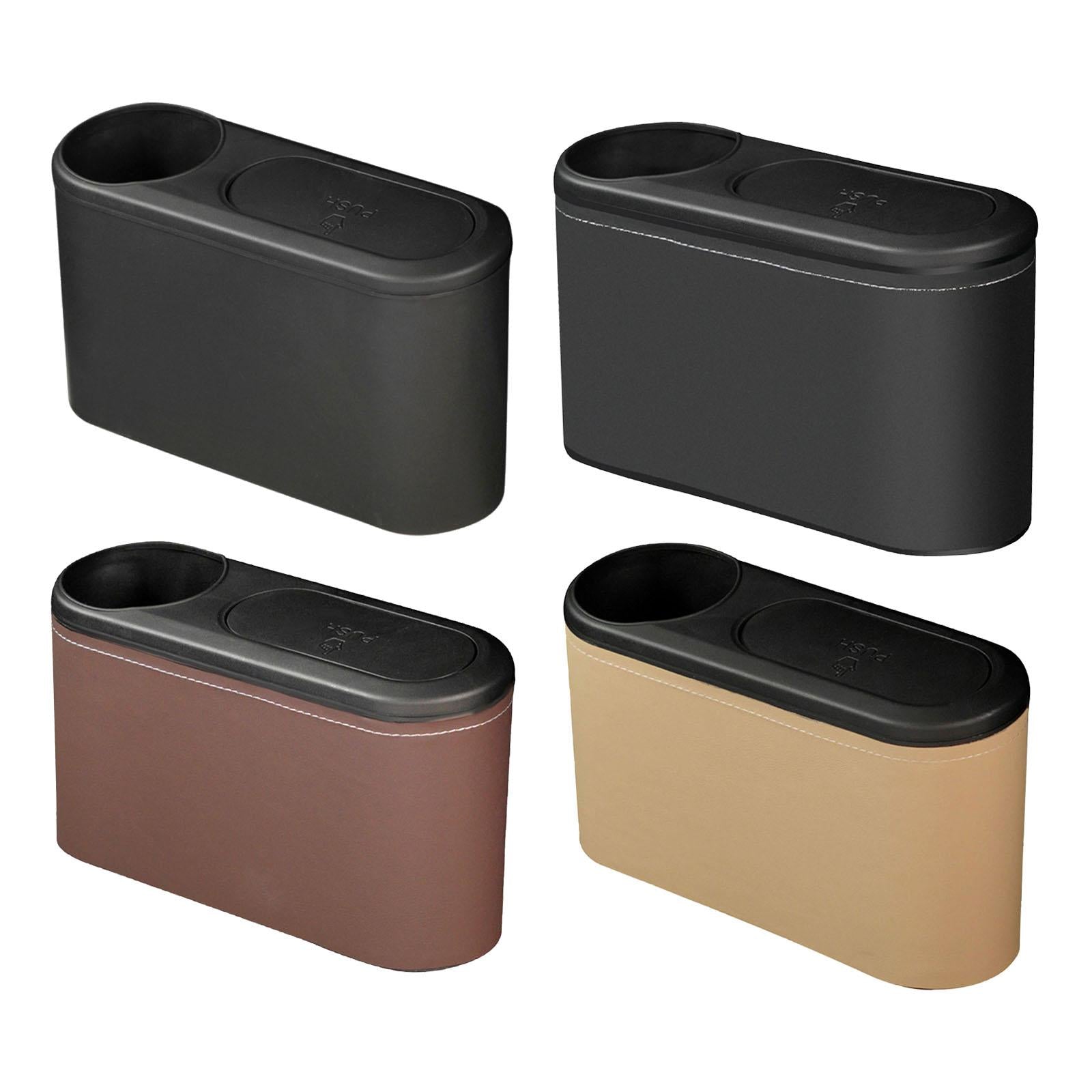 Car Trash Can with Lid Auto Accessories Trash Container for Keys Bottle Black Plastic