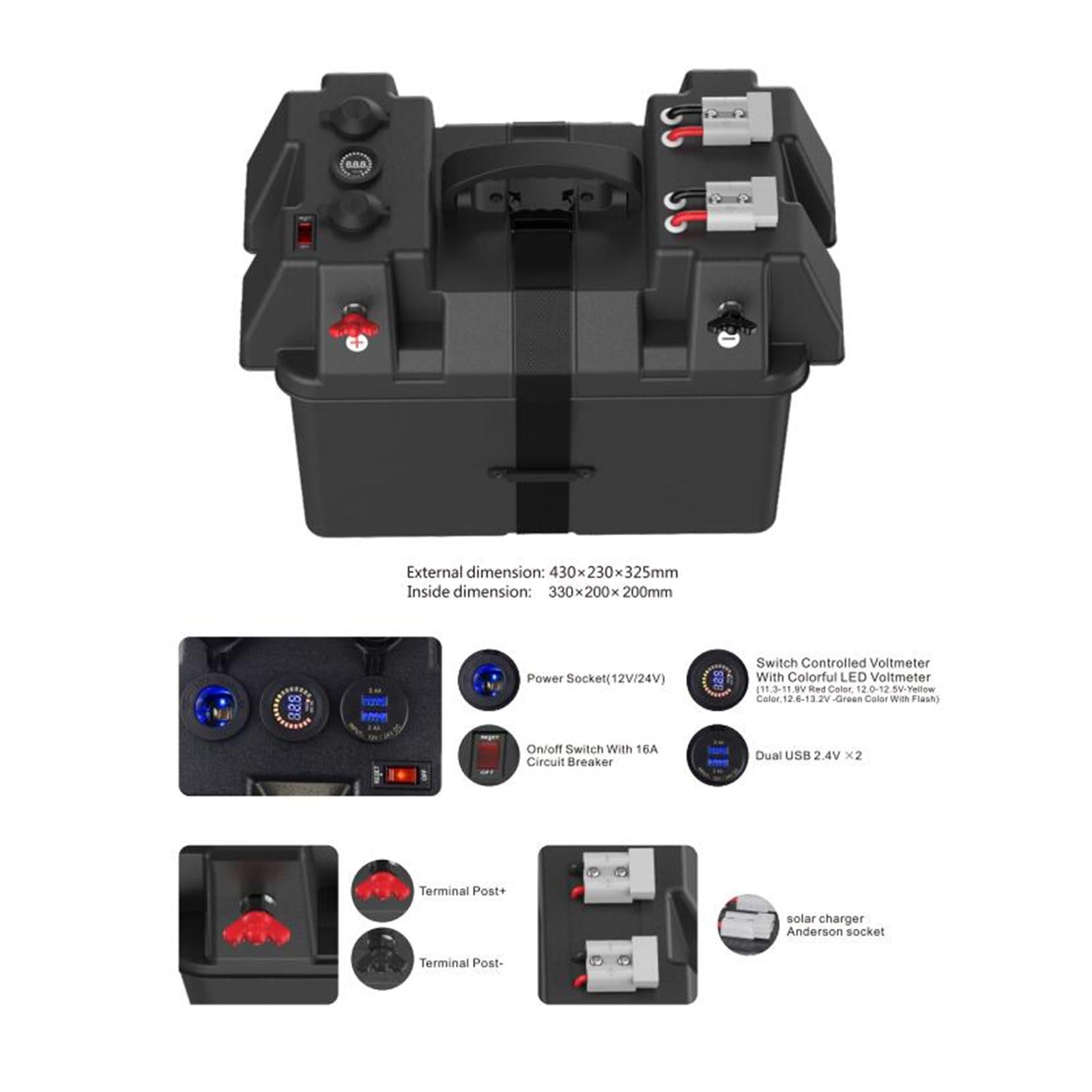 Motor Battery Box SUV Batteries Carrier 4.8A Colorful Screen