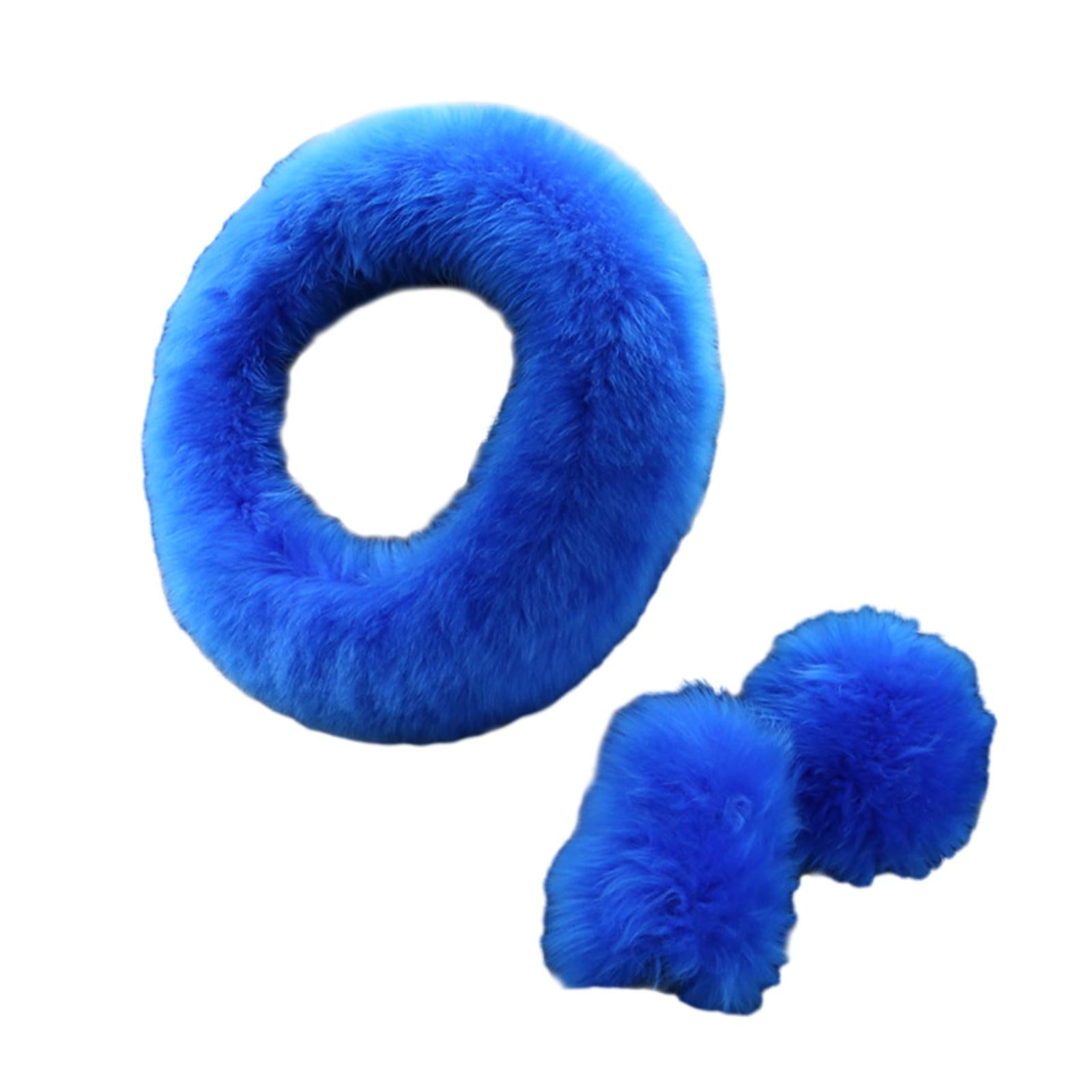 Car Steering Wheel Cover Comfortable for Women Girls Soft Gear Shifter Cover Blue