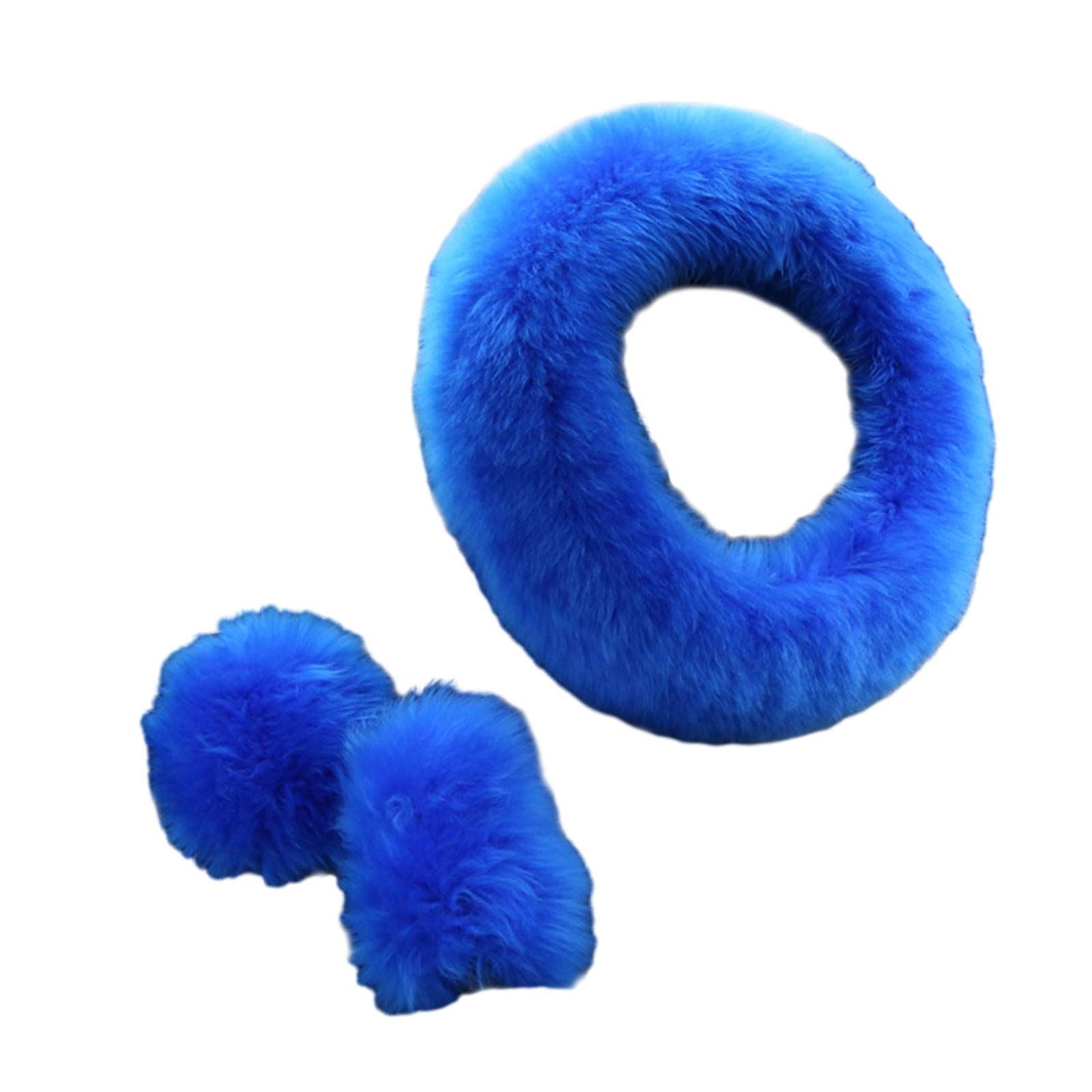 Car Steering Wheel Cover Comfortable for Women Girls Soft Gear Shifter Cover Blue