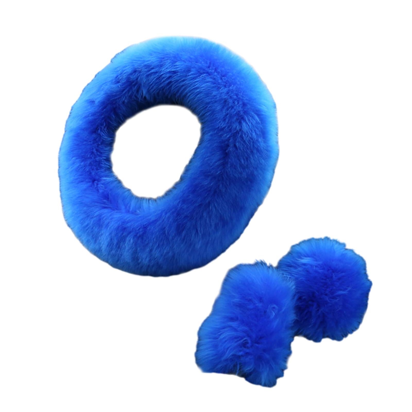 Car Steering Wheel Cover Comfortable for Women Girls Soft Gear Shifter Cover Blue