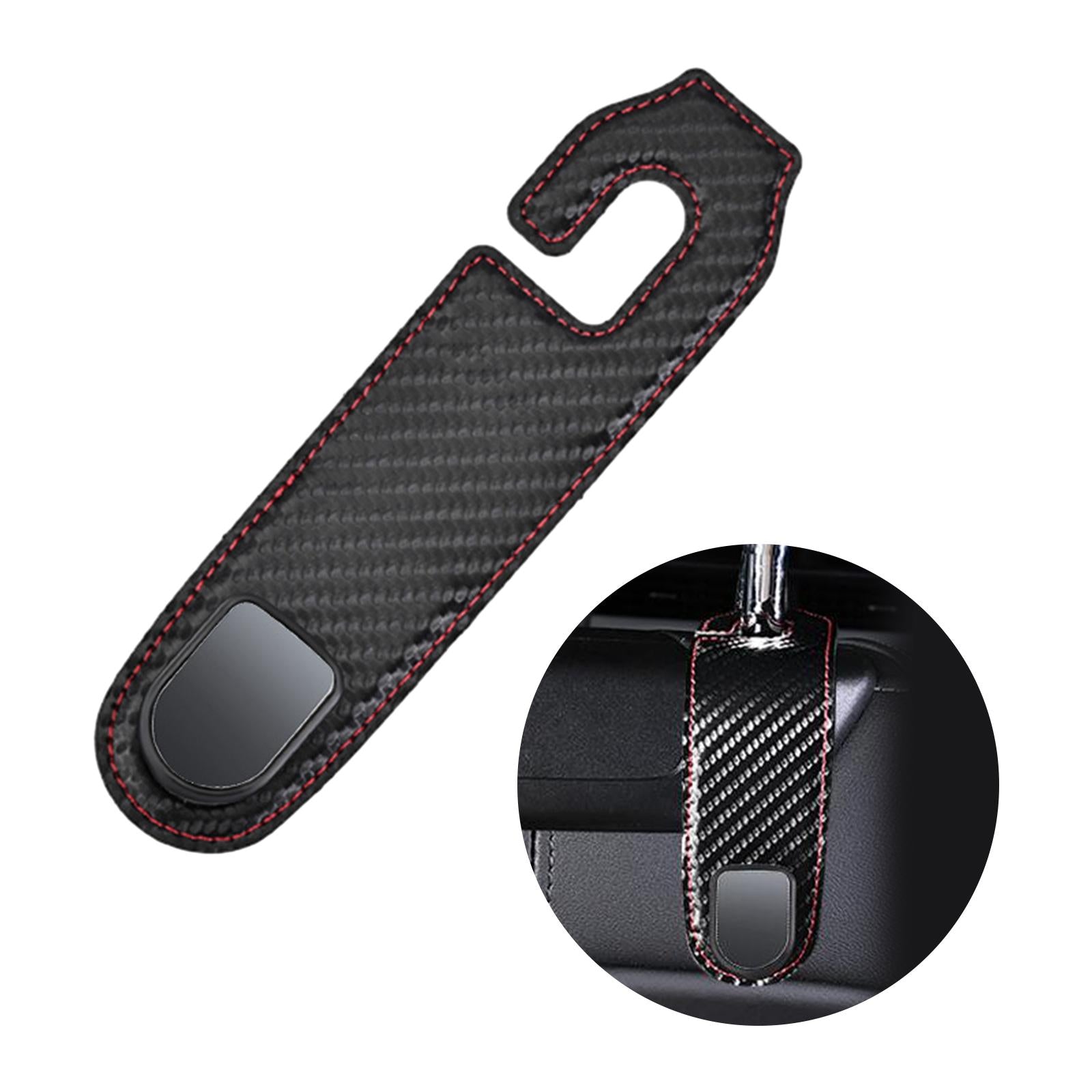 Car Seat Headrest Hook Multipurpose Portable for Umbrellas Coats Purses Carbon Fiber Pattern