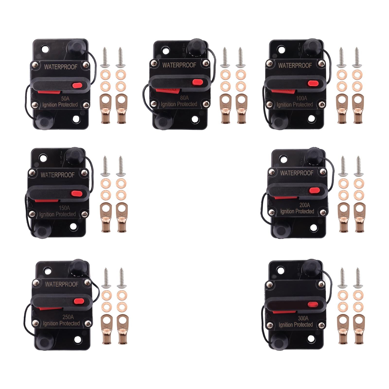 Marine Circuit Breaker with Manual Reset 12V-48V DC for RV Trolling ATV 50A