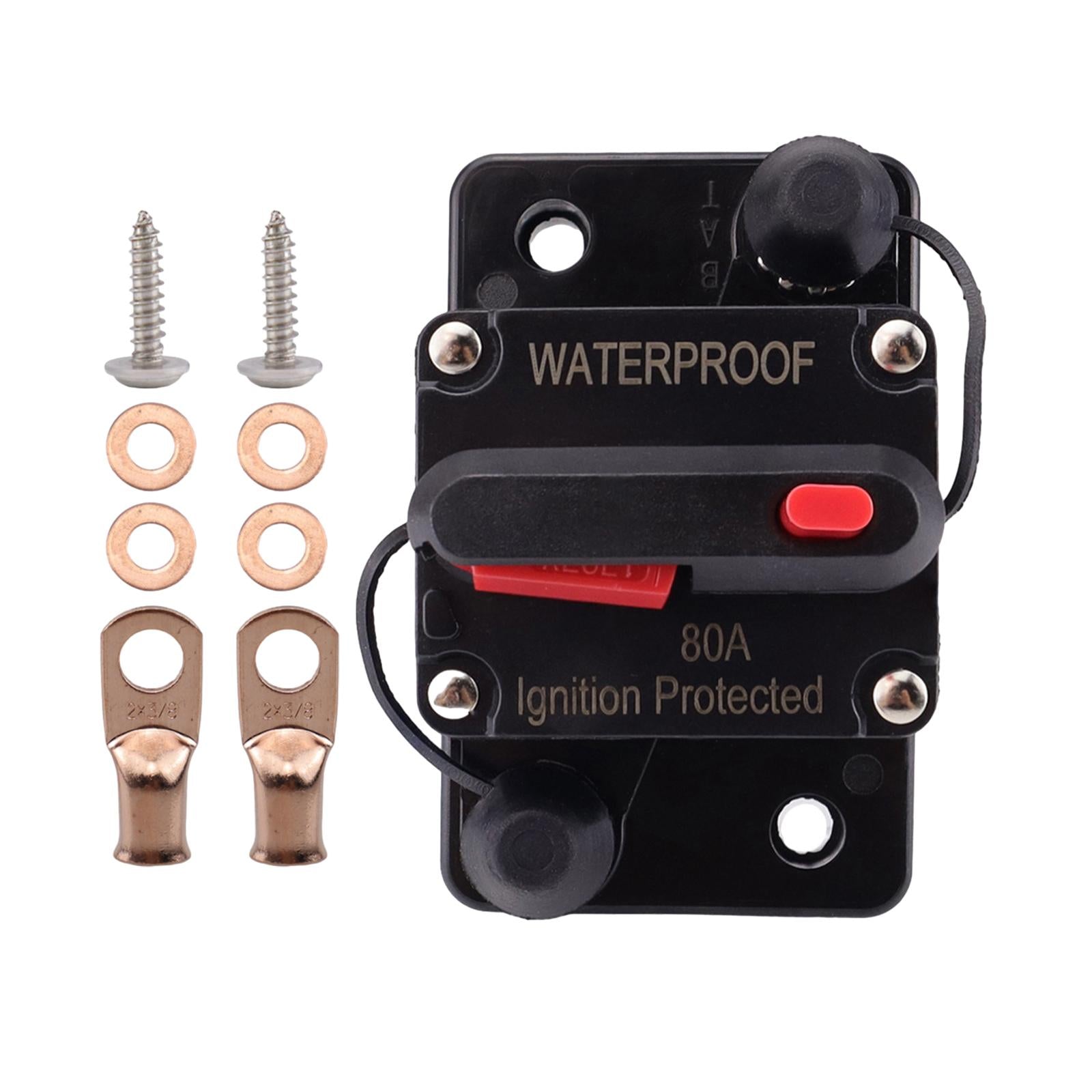Marine Circuit Breaker with Manual Reset 12V-48V DC for RV Trolling ATV 80A