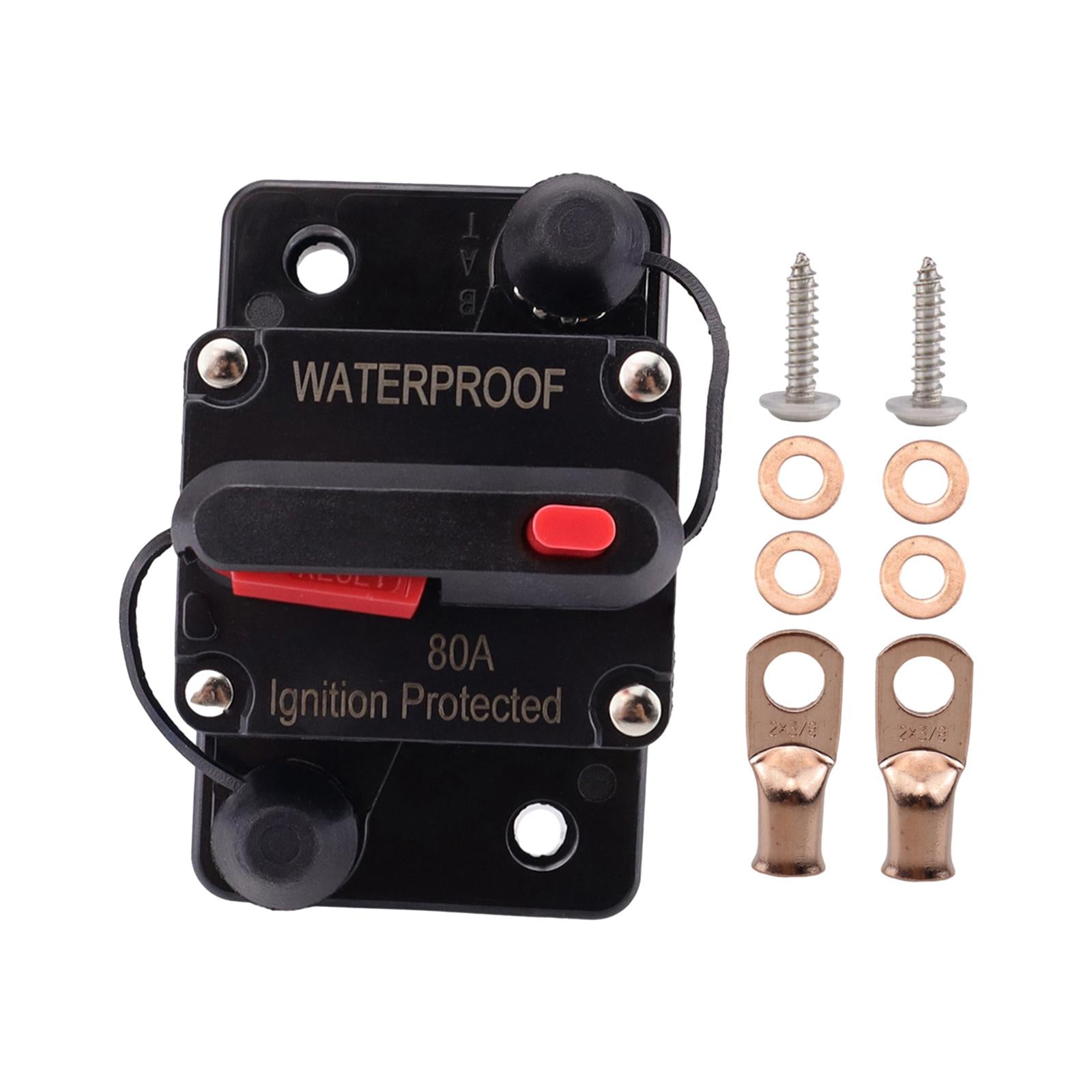 Marine Circuit Breaker with Manual Reset 12V-48V DC for RV Trolling ATV 80A