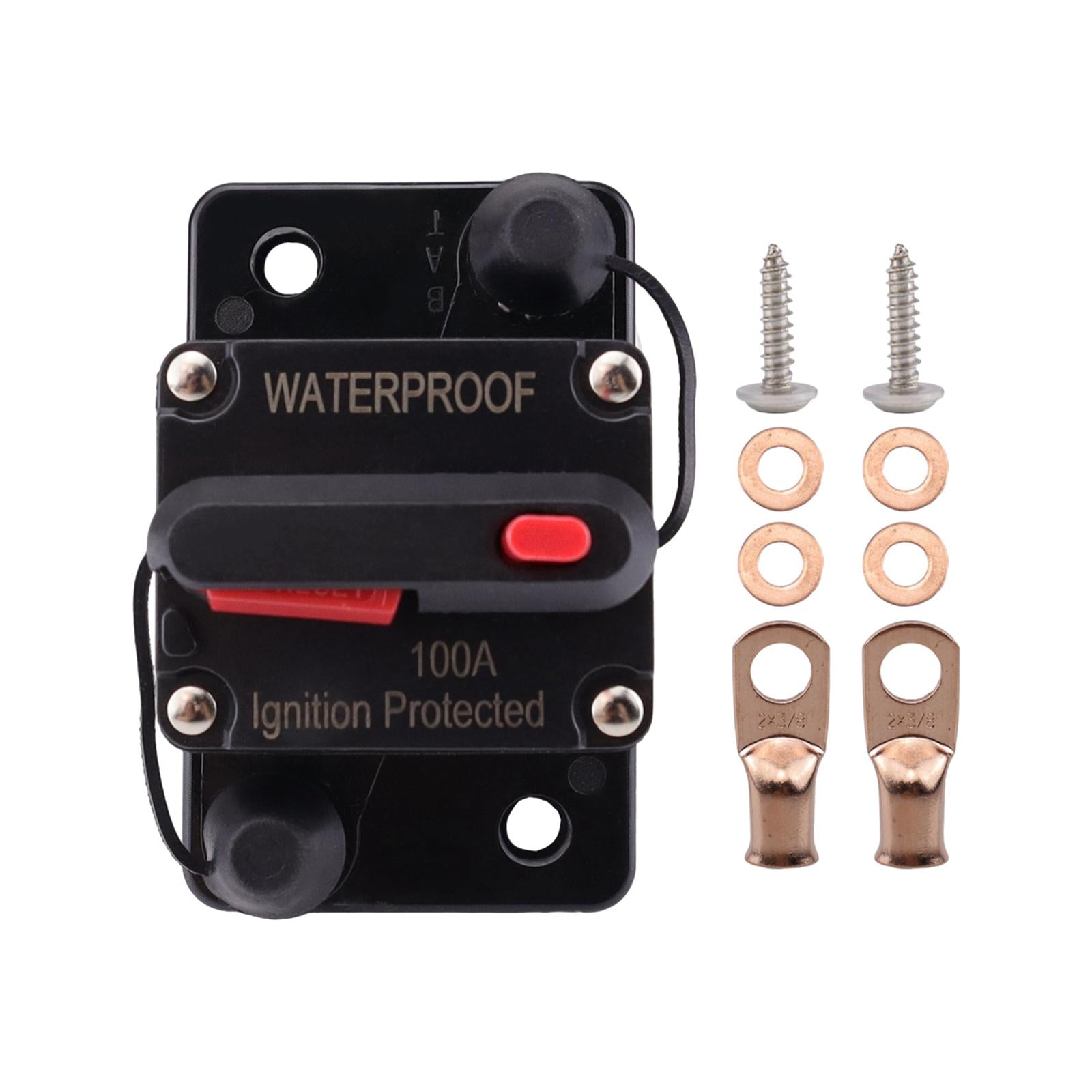 Marine Circuit Breaker with Manual Reset 12V-48V DC for RV Trolling ATV 100A