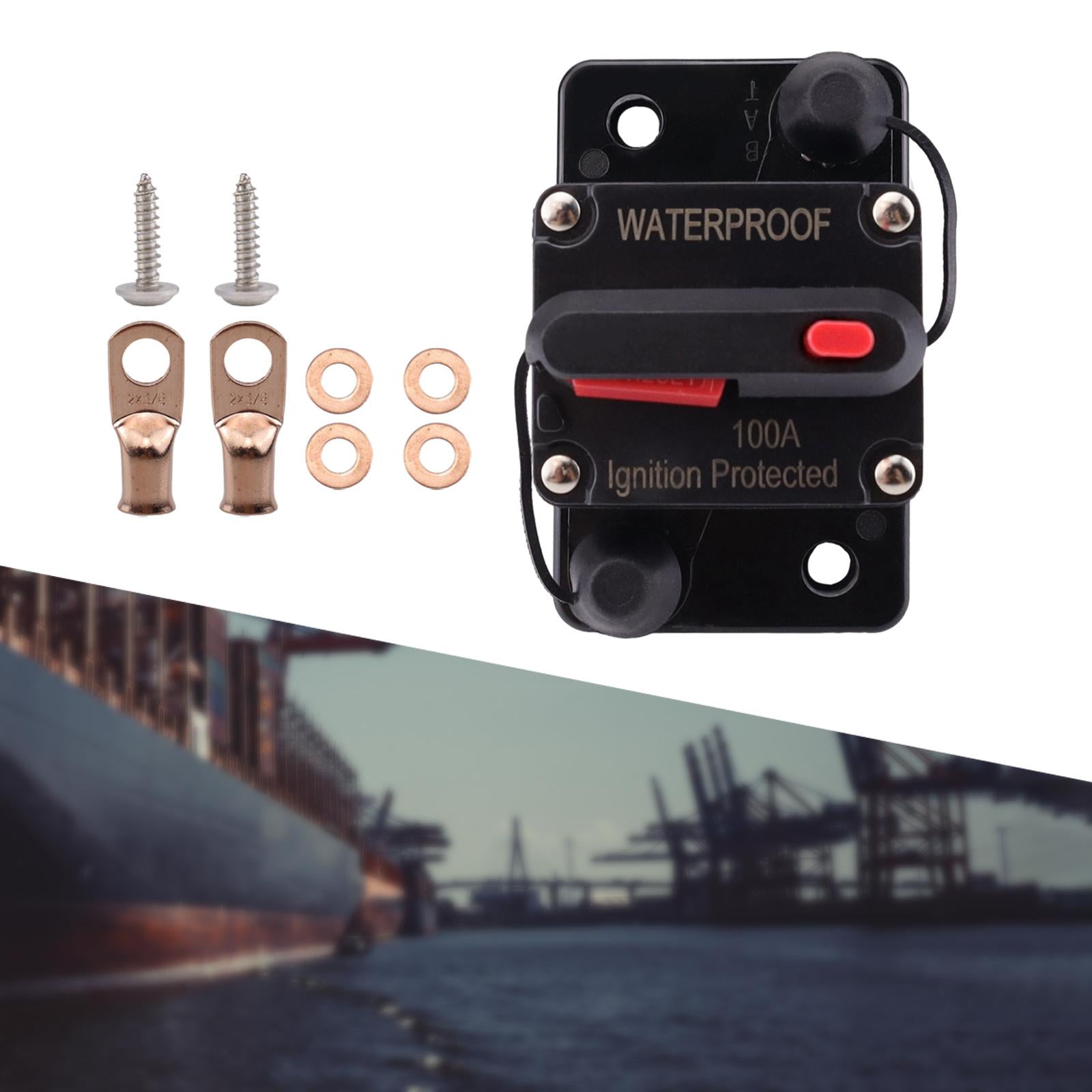 Marine Circuit Breaker with Manual Reset 12V-48V DC for RV Trolling ATV 100A