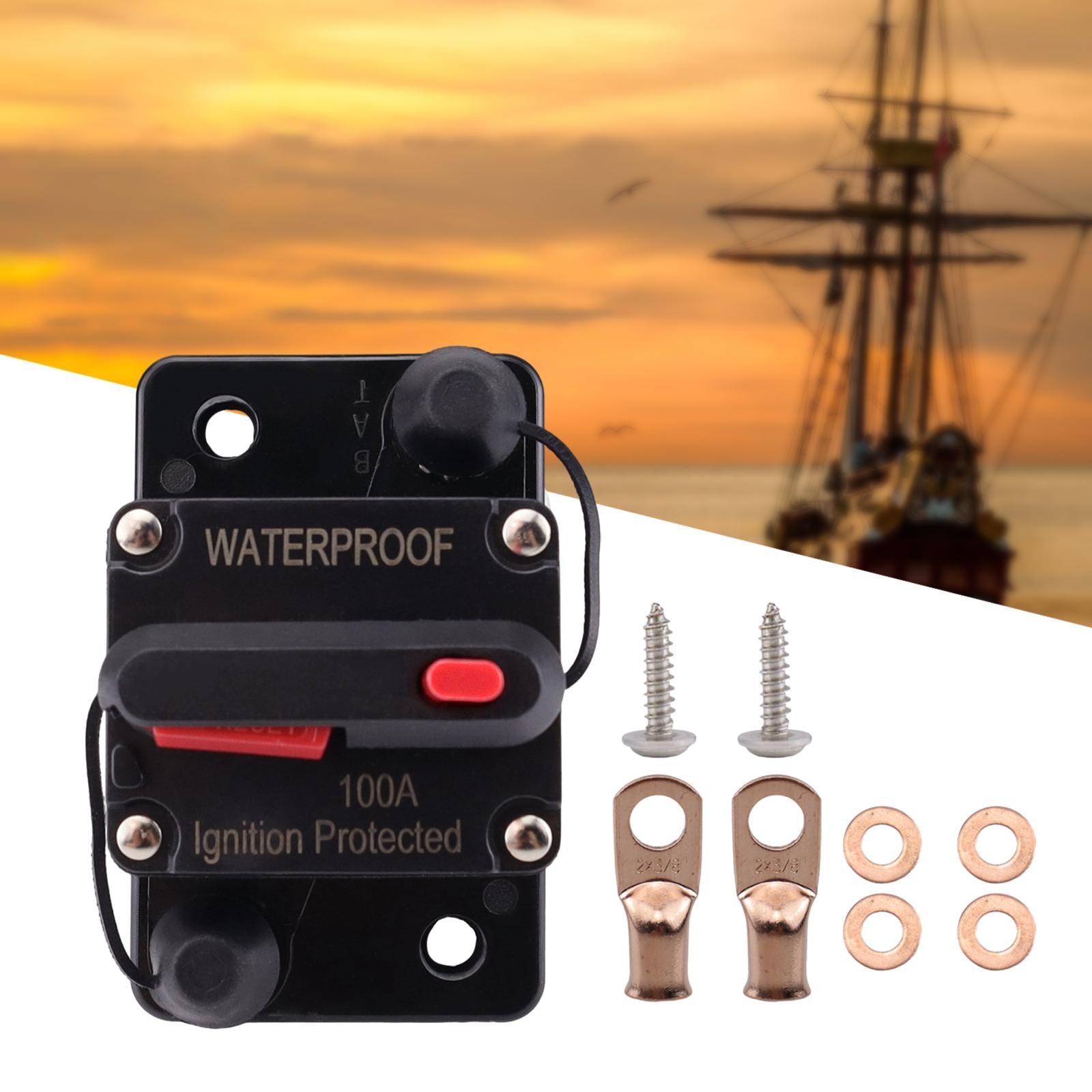 Marine Circuit Breaker with Manual Reset 12V-48V DC for RV Trolling ATV 100A