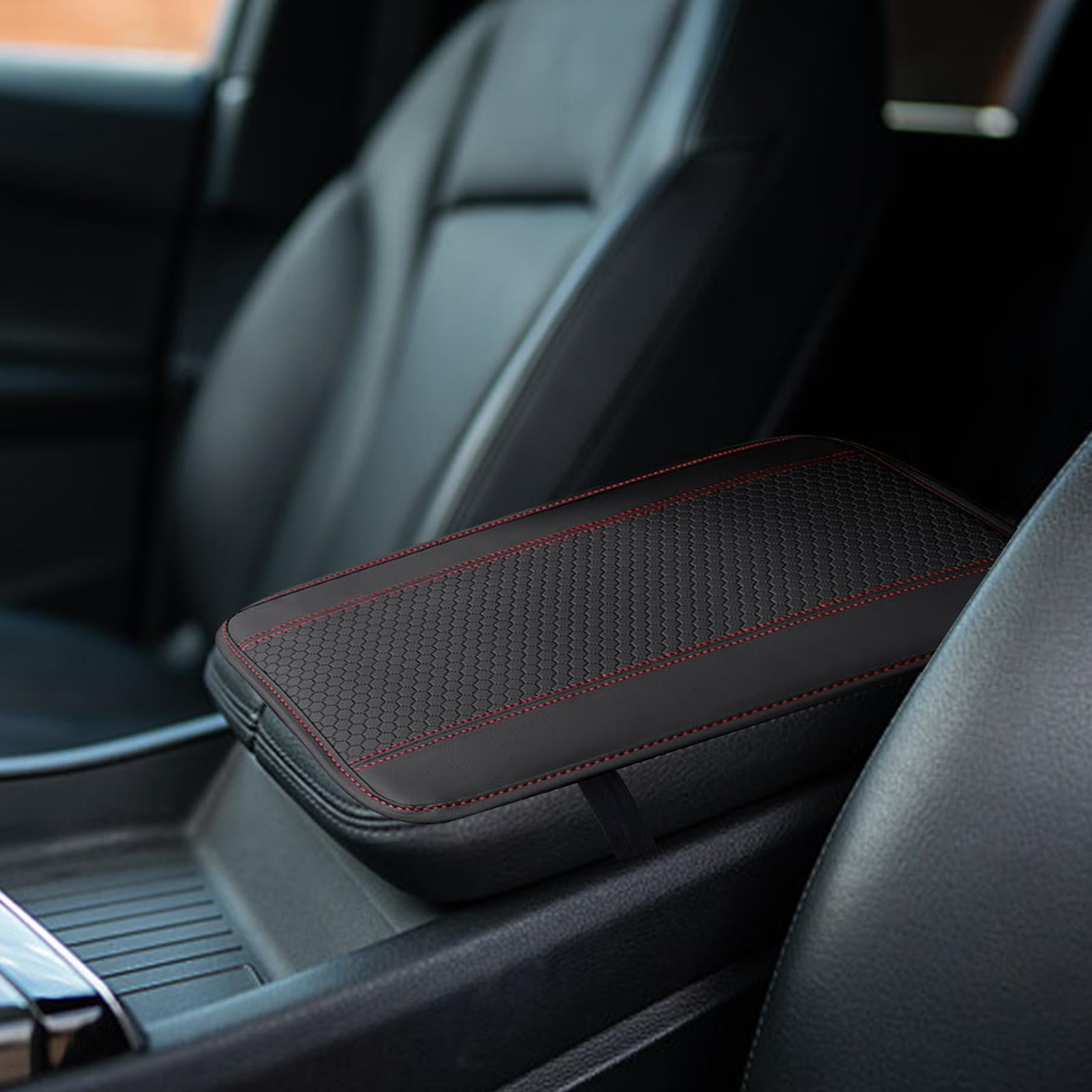 Car Center Console Armrest Cushion Elbow Rest Pad Car Armrest Box Cover Black Red