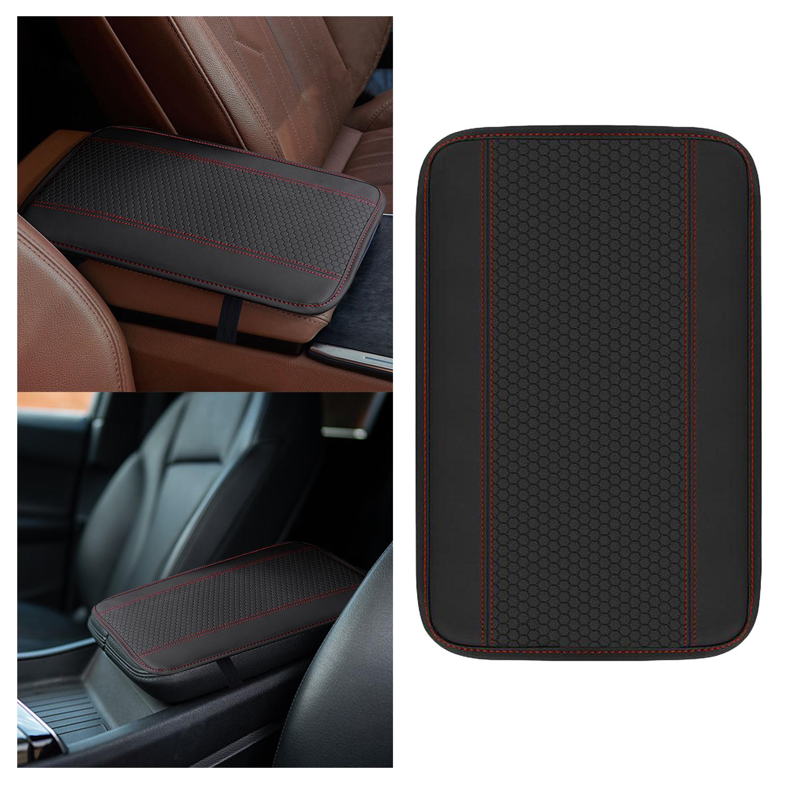 Car Center Console Armrest Cushion Elbow Rest Pad Car Armrest Box Cover Black Red