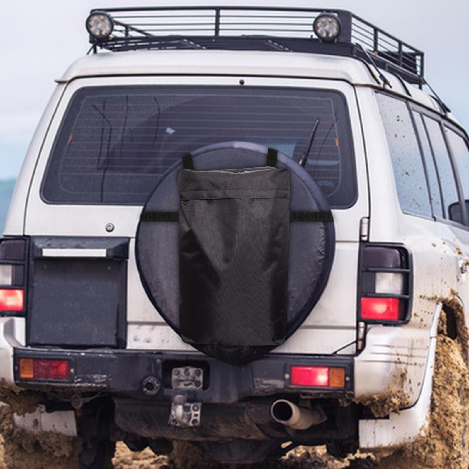 SUV Spare Tire Trash Storage Bag Simple Installation Black Camping Organizer