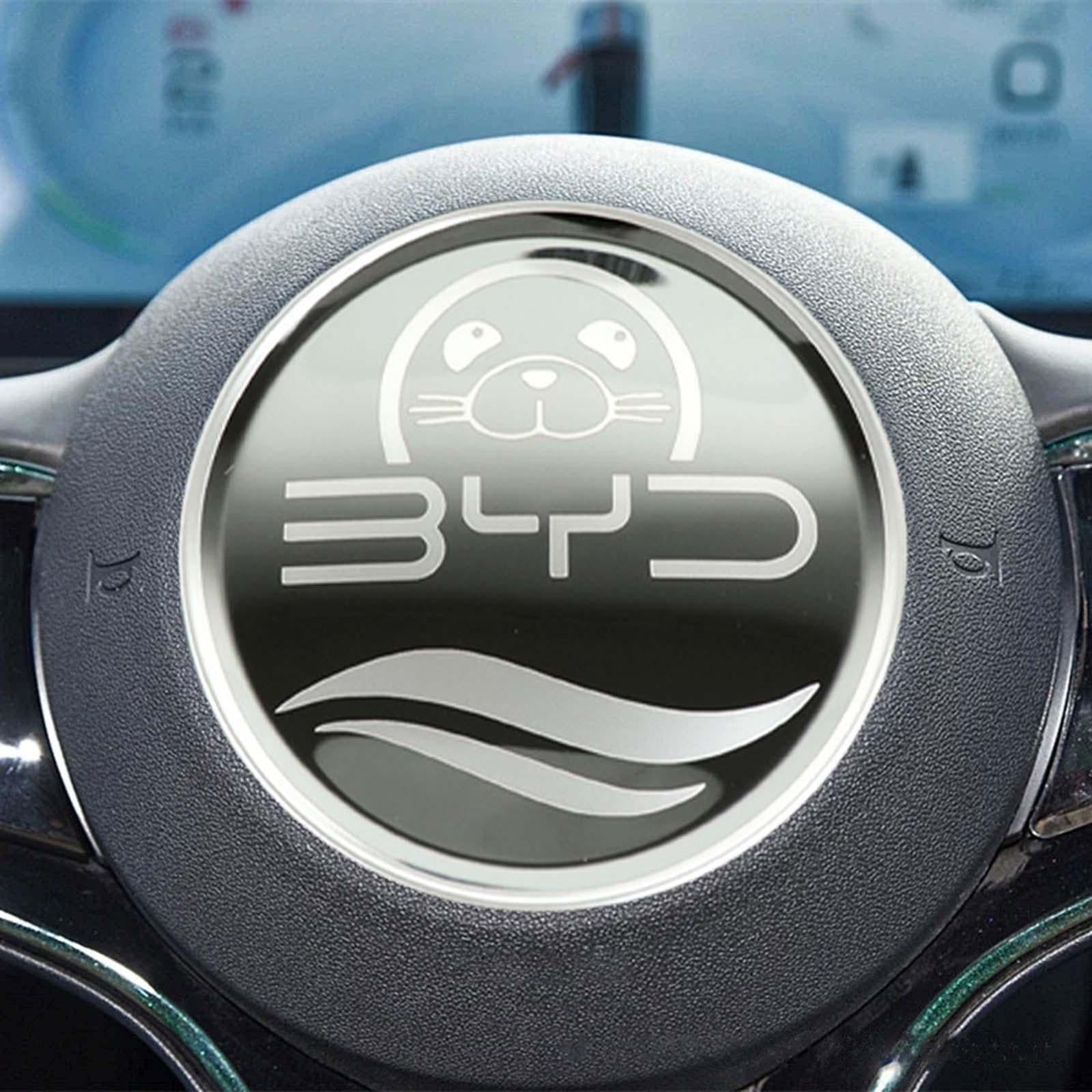 Steering Wheel Emblem Sticker Trim Wear Resistant Auto Interior for Byd black