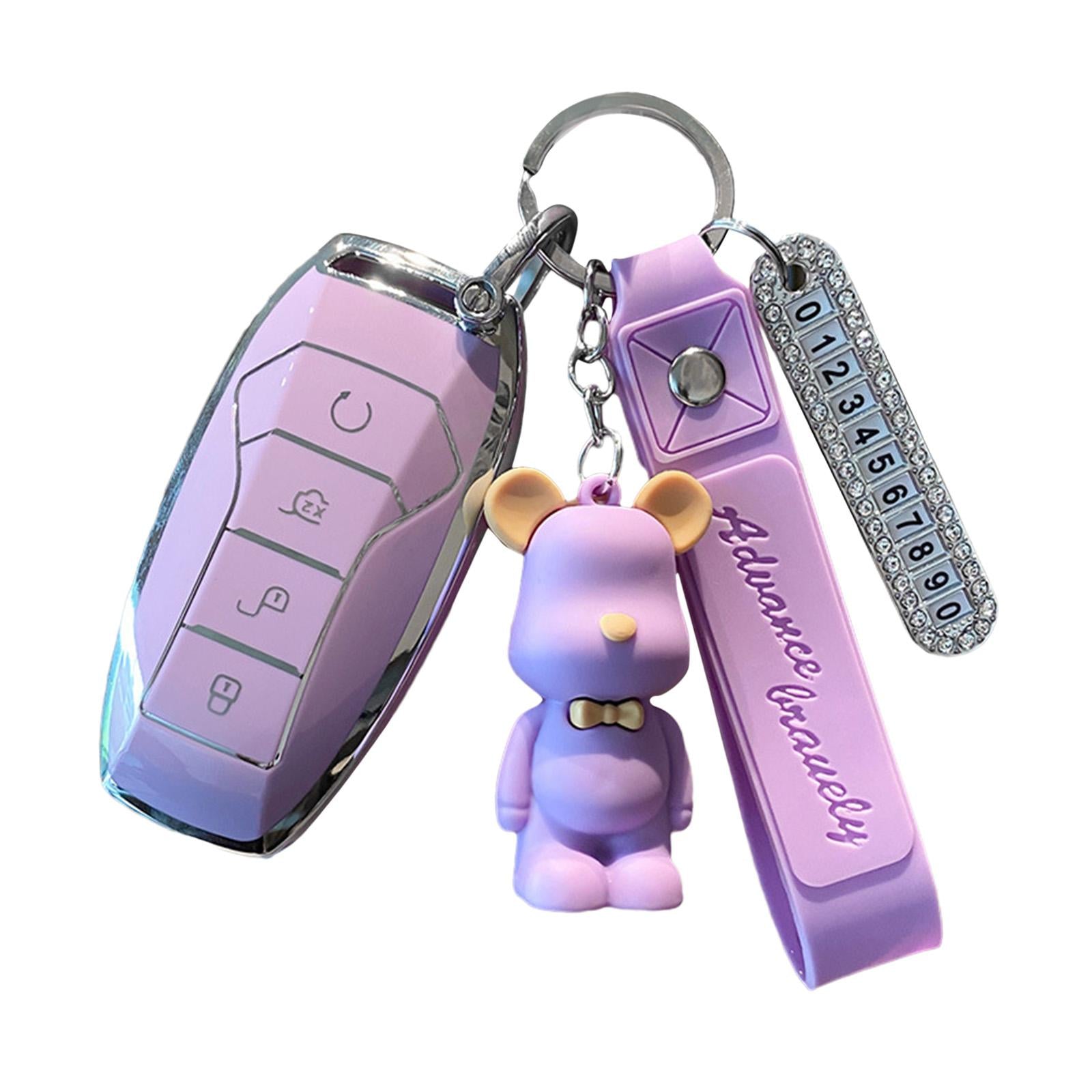 Car Key Fob Cover 360 Degree Protection for Byd Atto 3 Auto Accessories Purple