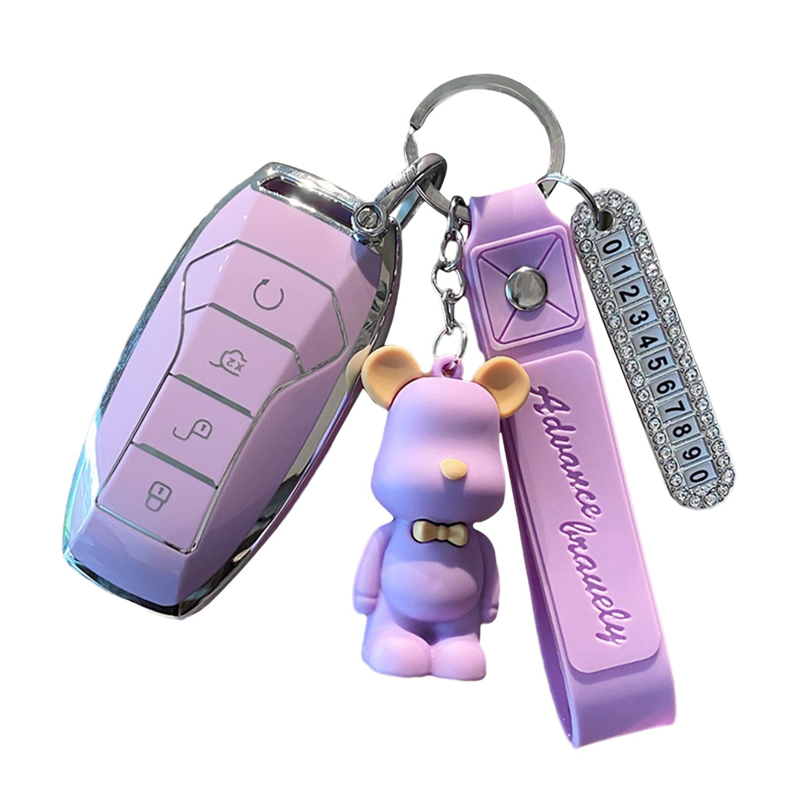 Car Key Fob Cover 360 Degree Protection for Byd Atto 3 Auto Accessories Purple