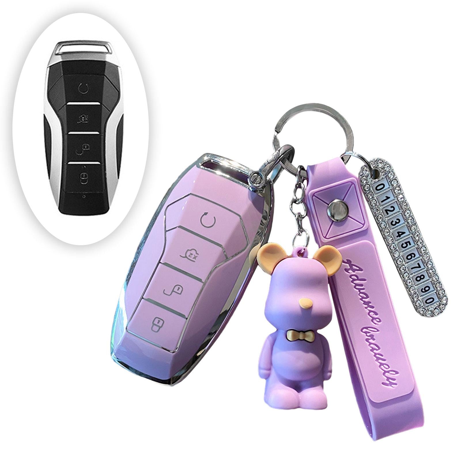 Car Key Fob Cover 360 Degree Protection for Byd Atto 3 Auto Accessories Purple