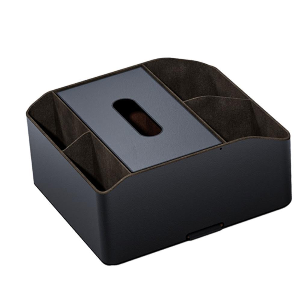 Car Center Console Organizer Black PU Leather for Card Sunglasses Phone