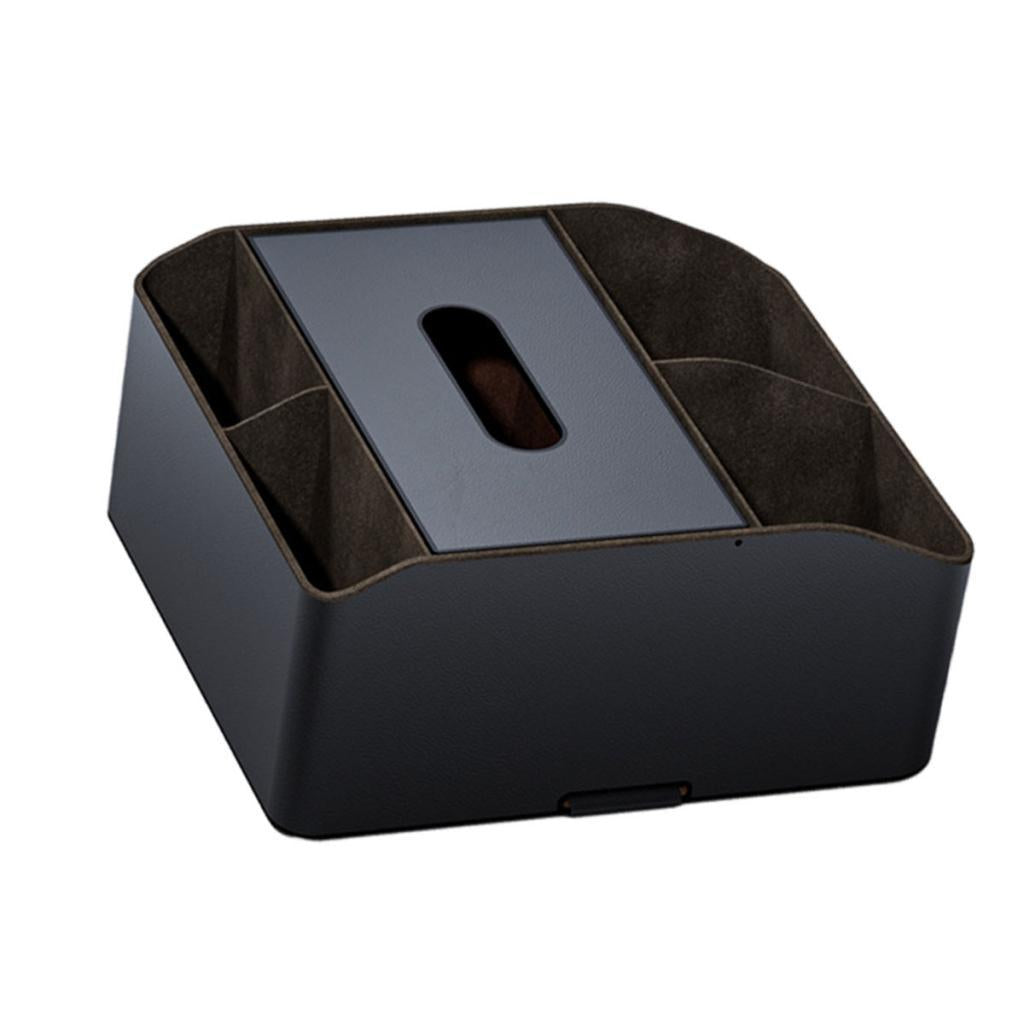 Car Center Console Organizer Black PU Leather for Card Sunglasses Phone