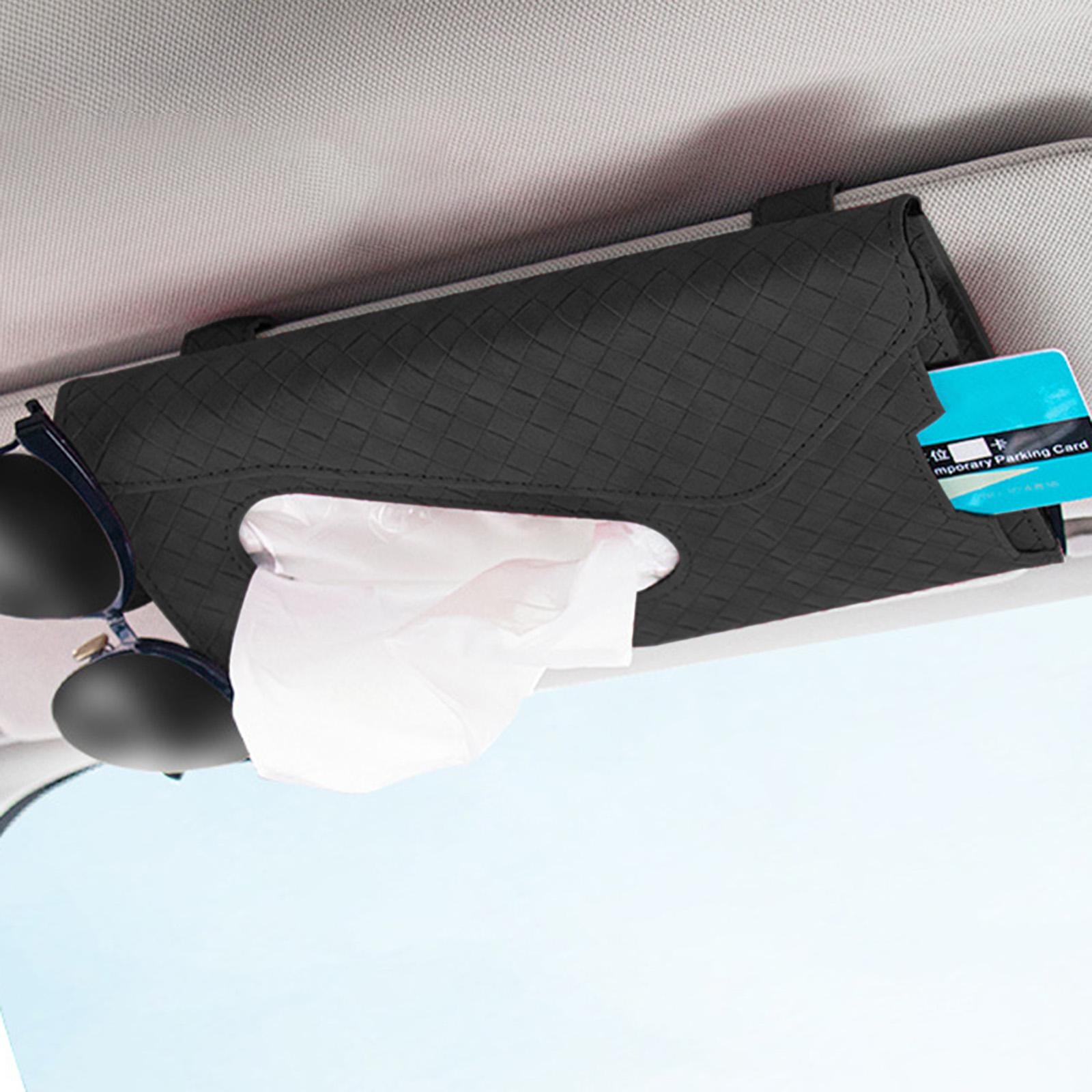 Car Sun Visor Organizer Tissue Holder Sunglasses Holder for Pen Glasses