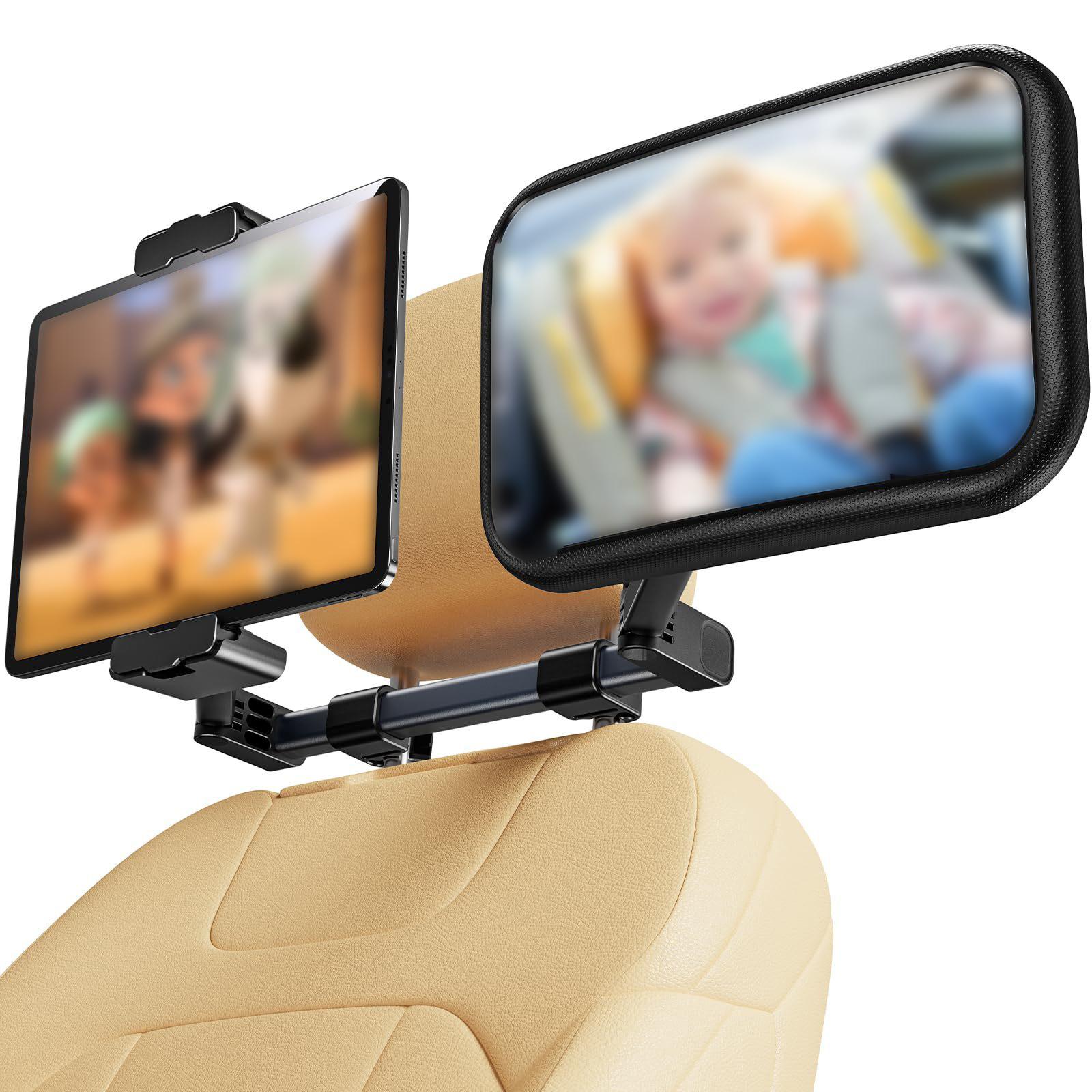 Baby Car Mirror with Tablet Holder Hook Mounting 2 in 1 Car Mirror for Baby