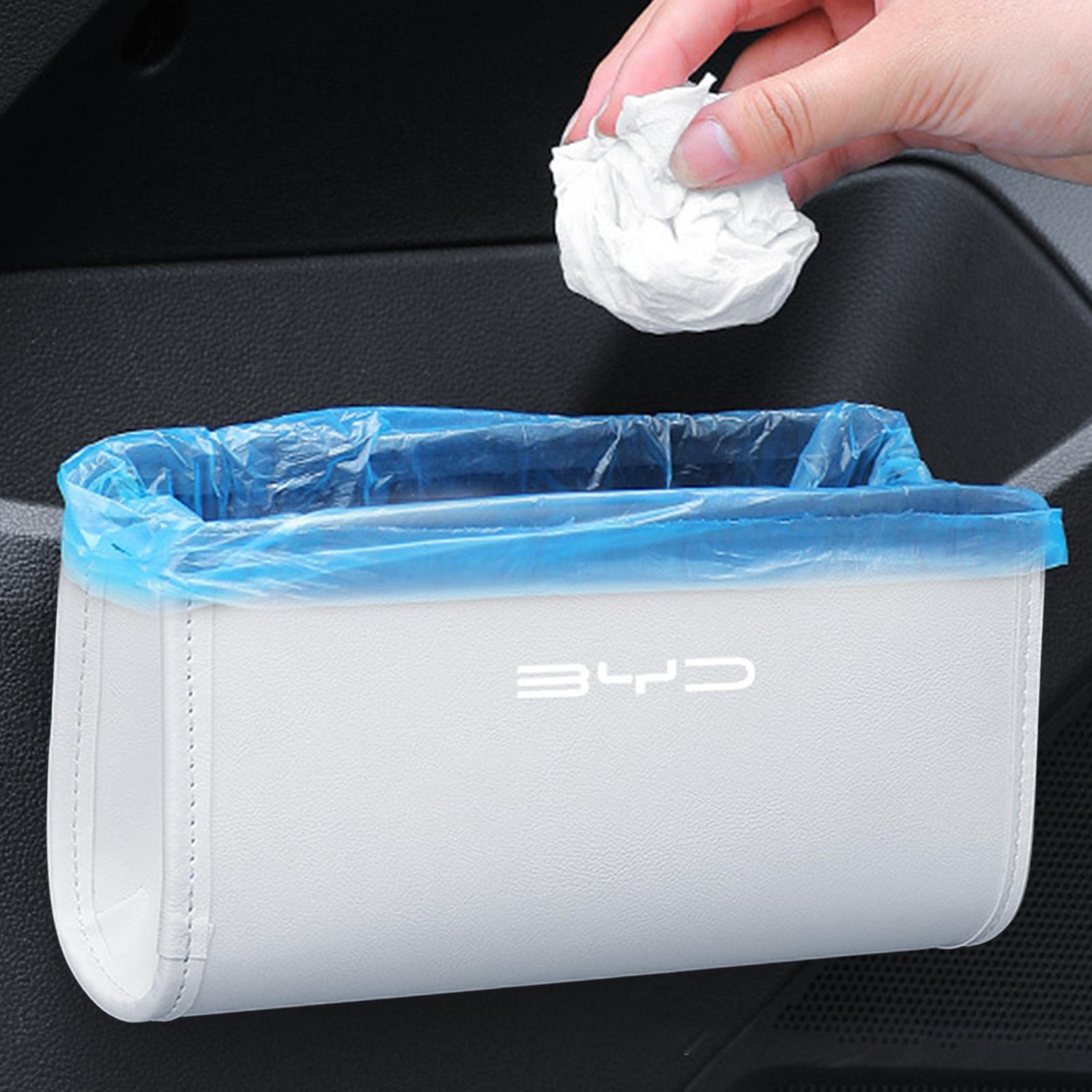 PU Leather Car Door Trash Bin for Byd 7.8x4.6x2.5inch Multipurpose Trash Bag