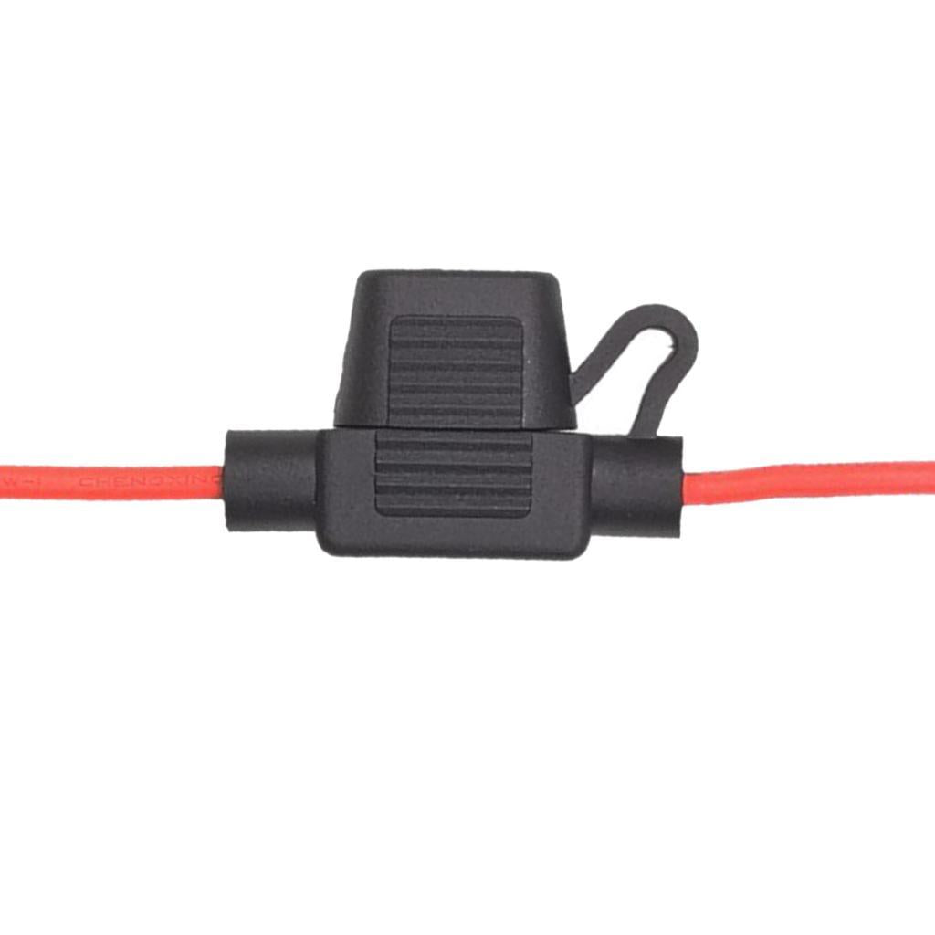 2xFuse Holder 20A Damp Black Protective 14 AWG Wire for Boats Trucks Cars