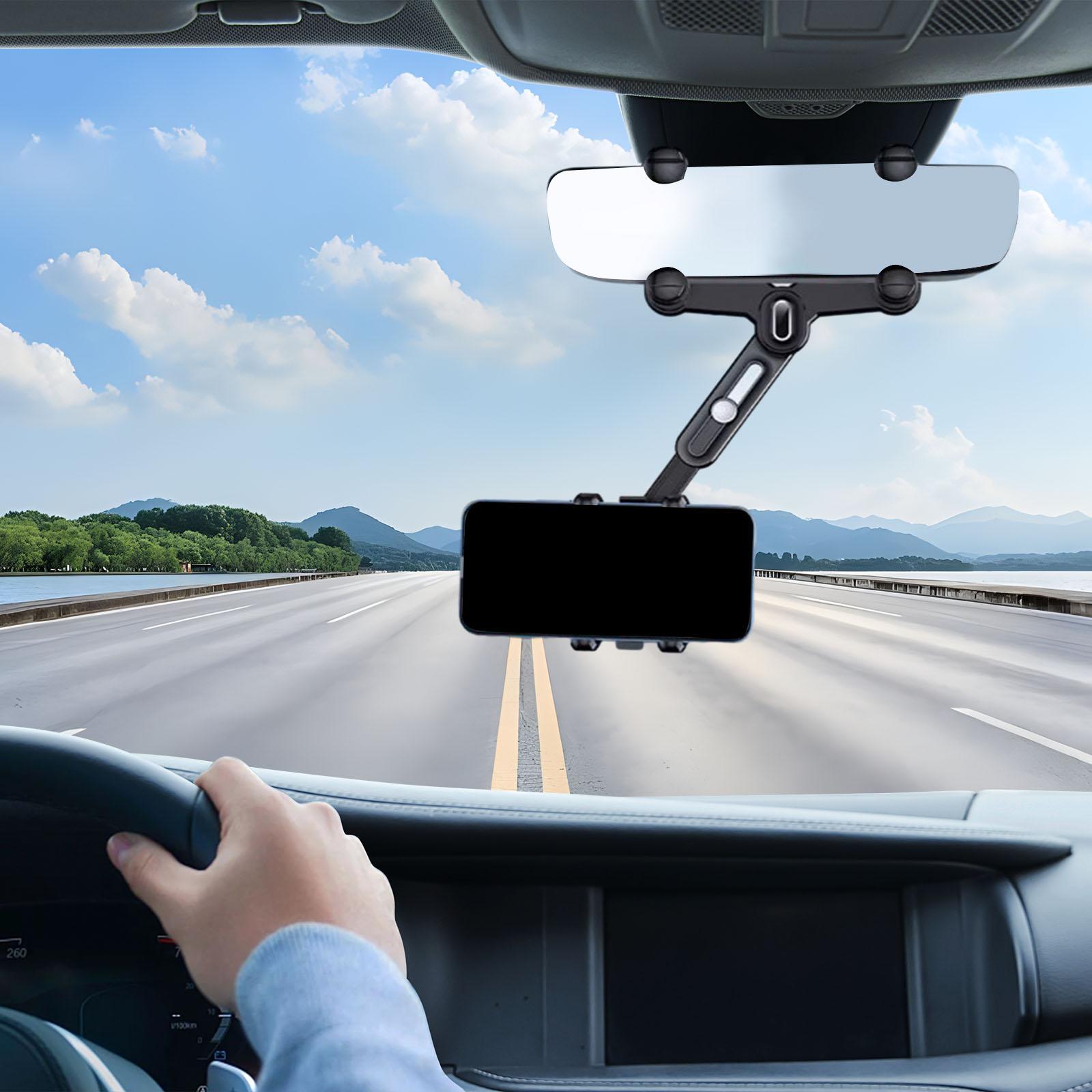 Rear View Mirror Car Phone Mount Car Interior Accessories Durable Telescopic