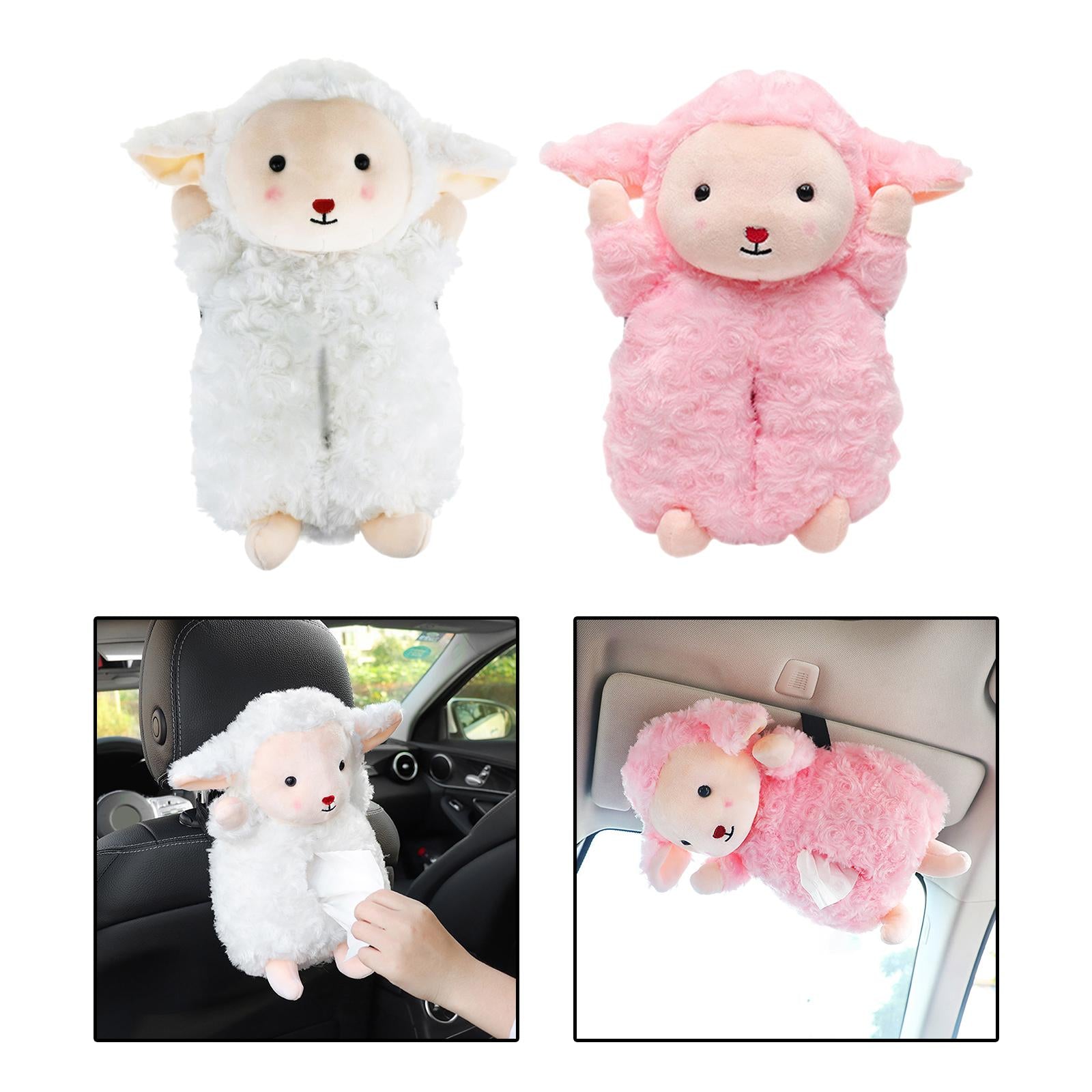 Cartoon Car Tissue Holder Automotive Accessories Soft Car Cute Tissue Holder White