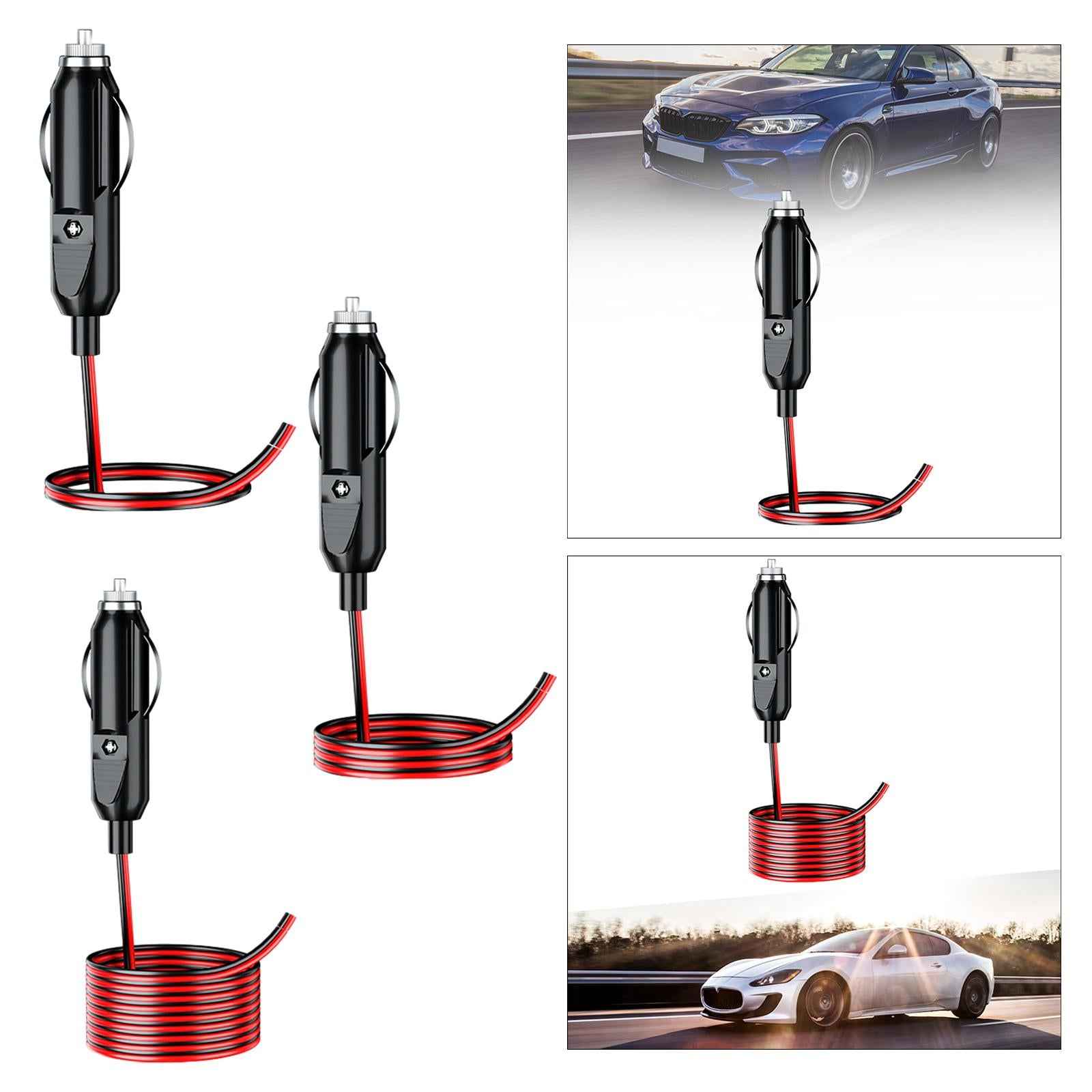Car Cigarette Lighter Extension Cord 15A Connector Extension Cable Converter 60cm