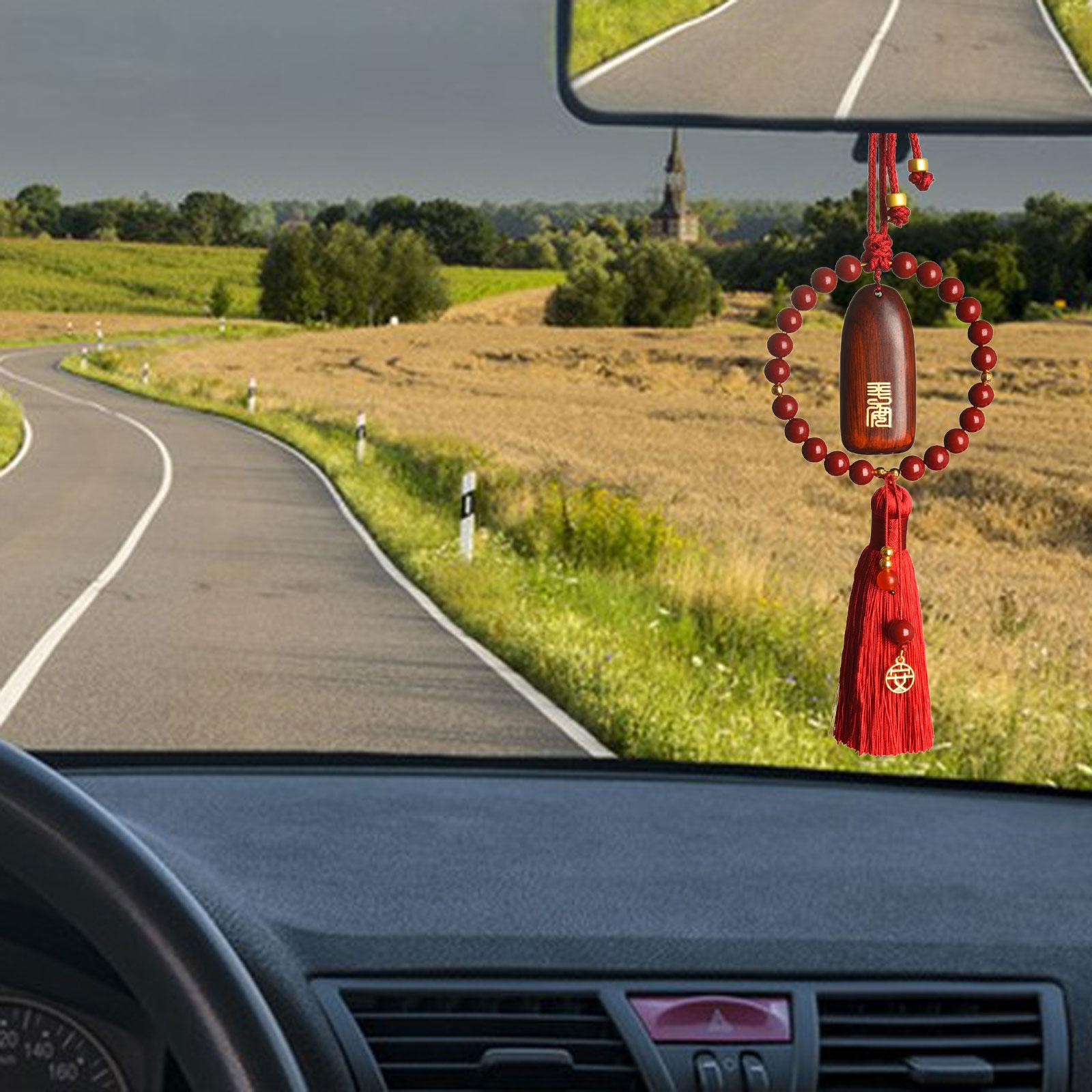Rearview Mirror Decorations with Tassel Rear View Mirror Hanging Accessories