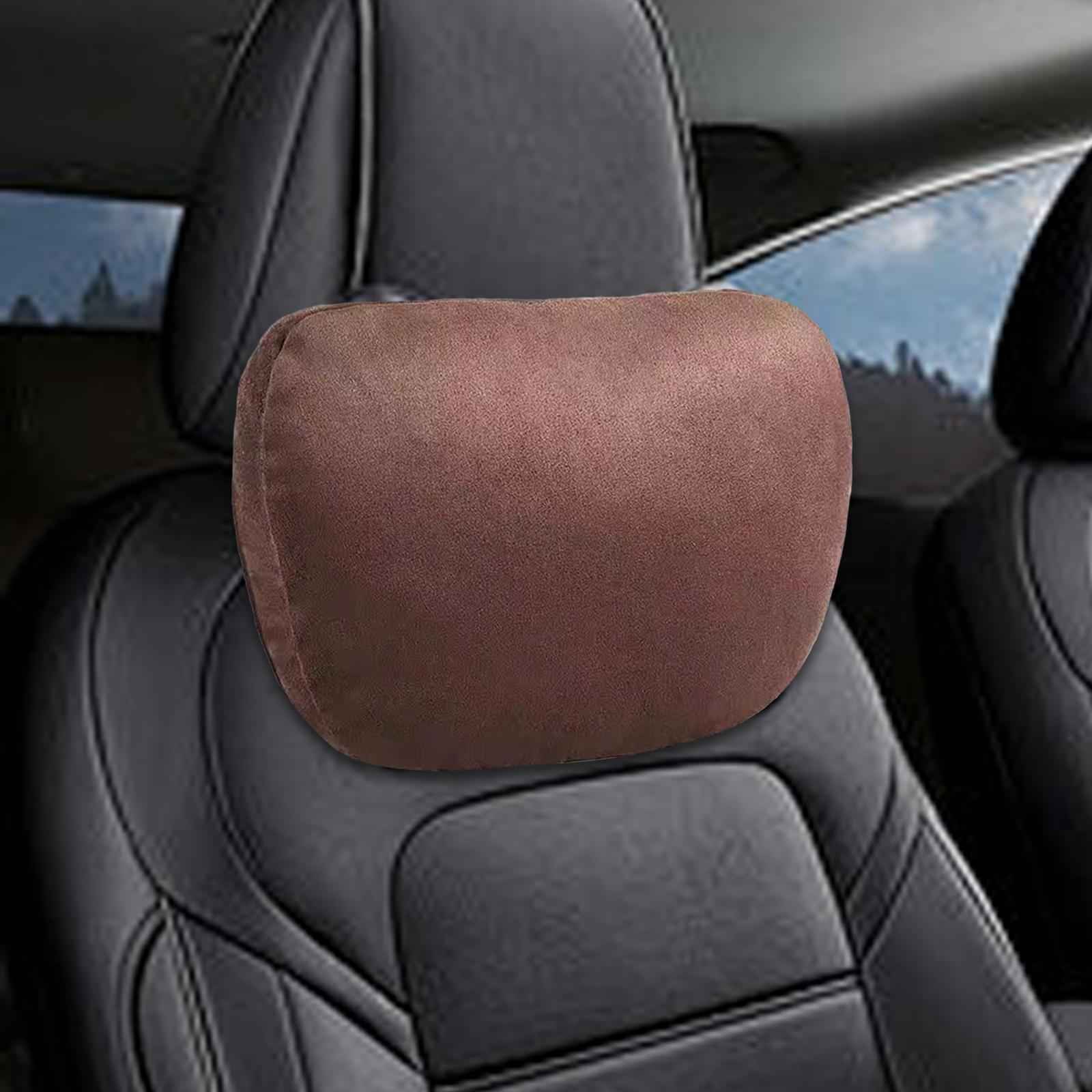 Car Neck Pillow Universal Suede Automotive Accessories Head and Neck Support Dark Brown