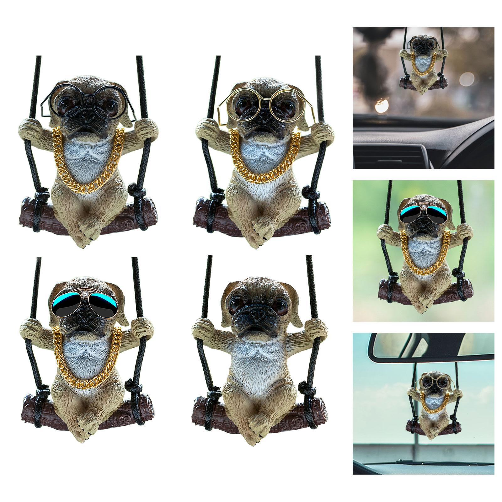 Car Hanging Ornament Funny Swinging Pug Rear View Mirror Hanging Accessories Style A