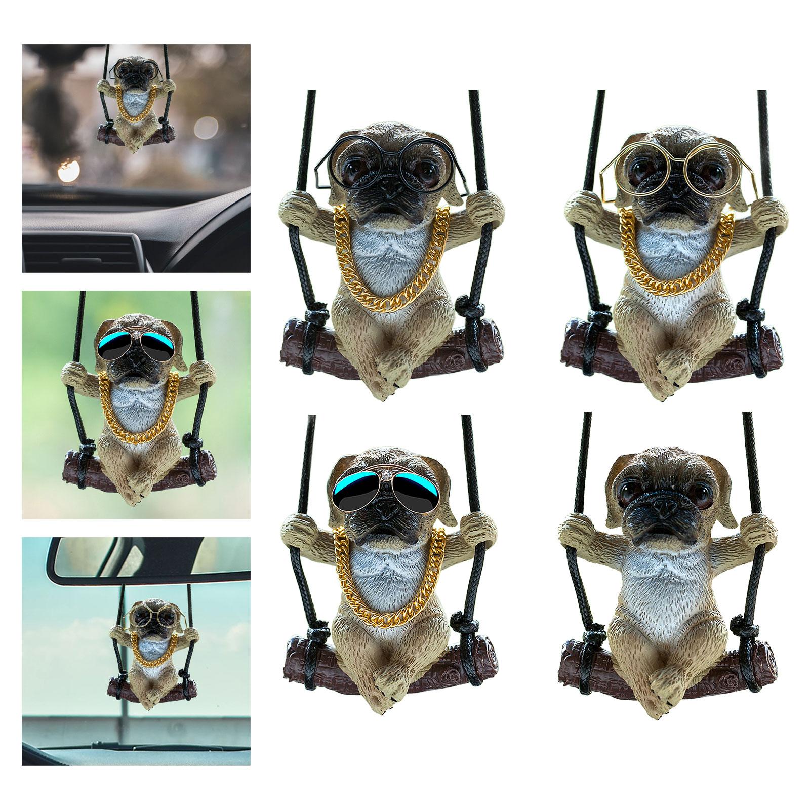 Car Hanging Ornament Funny Swinging Pug Rear View Mirror Hanging Accessories Style A
