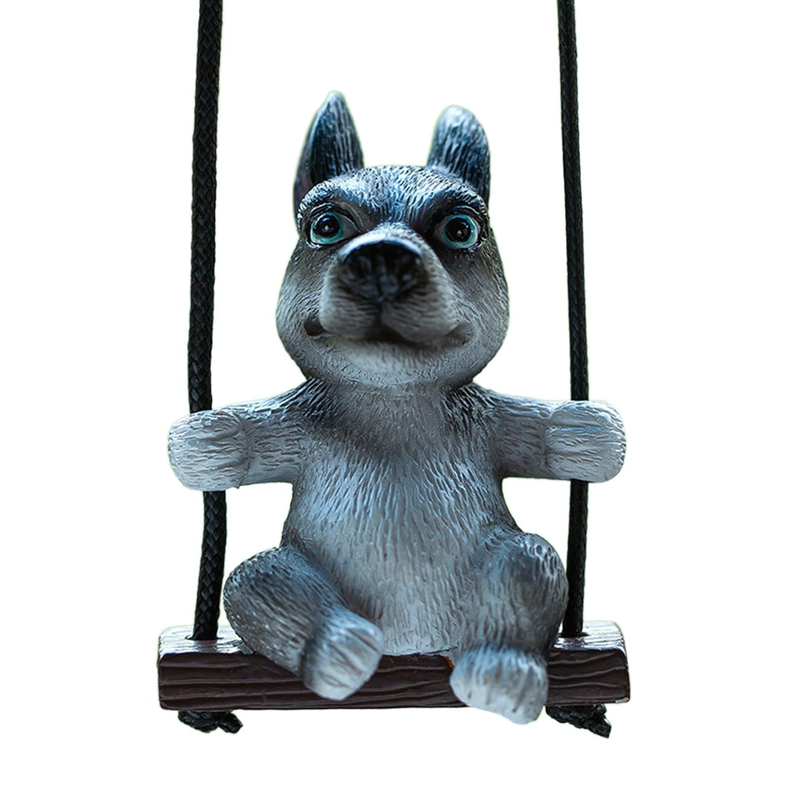 Rearview Mirror Decorations Cute Swinging Pug Car Mirror Hanging Accessories Style A