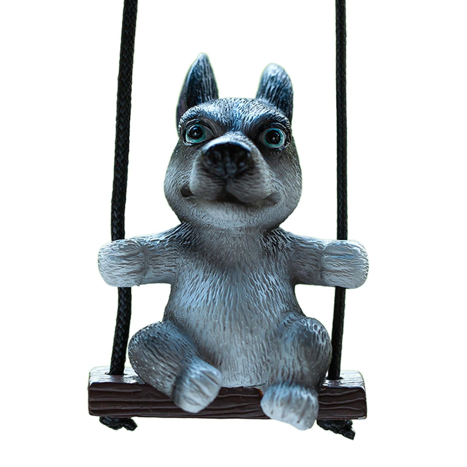 Rearview Mirror Decorations Cute Swinging Pug Car Mirror Hanging Accessories Style A