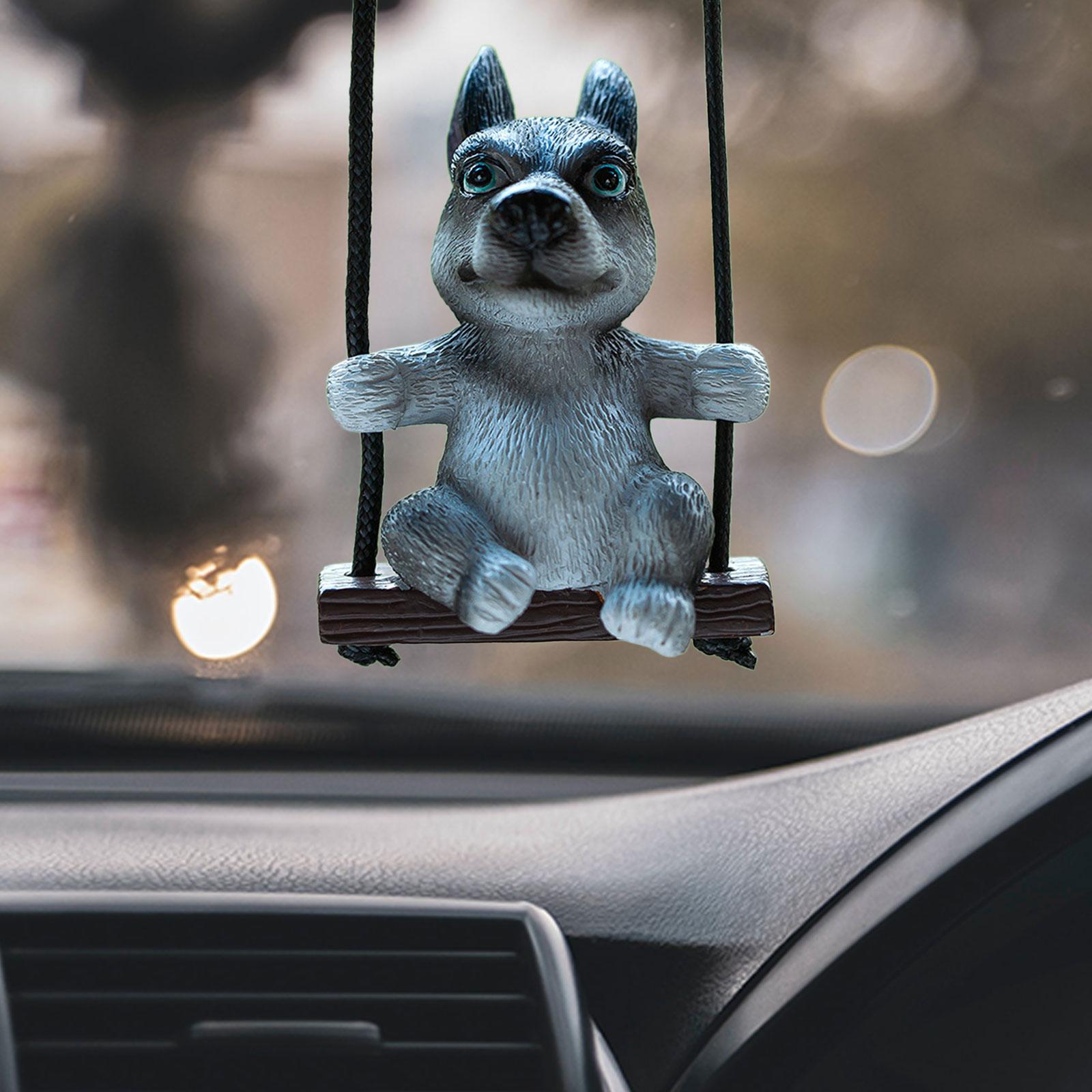 Rearview Mirror Decorations Cute Swinging Pug Car Mirror Hanging Accessories Style A