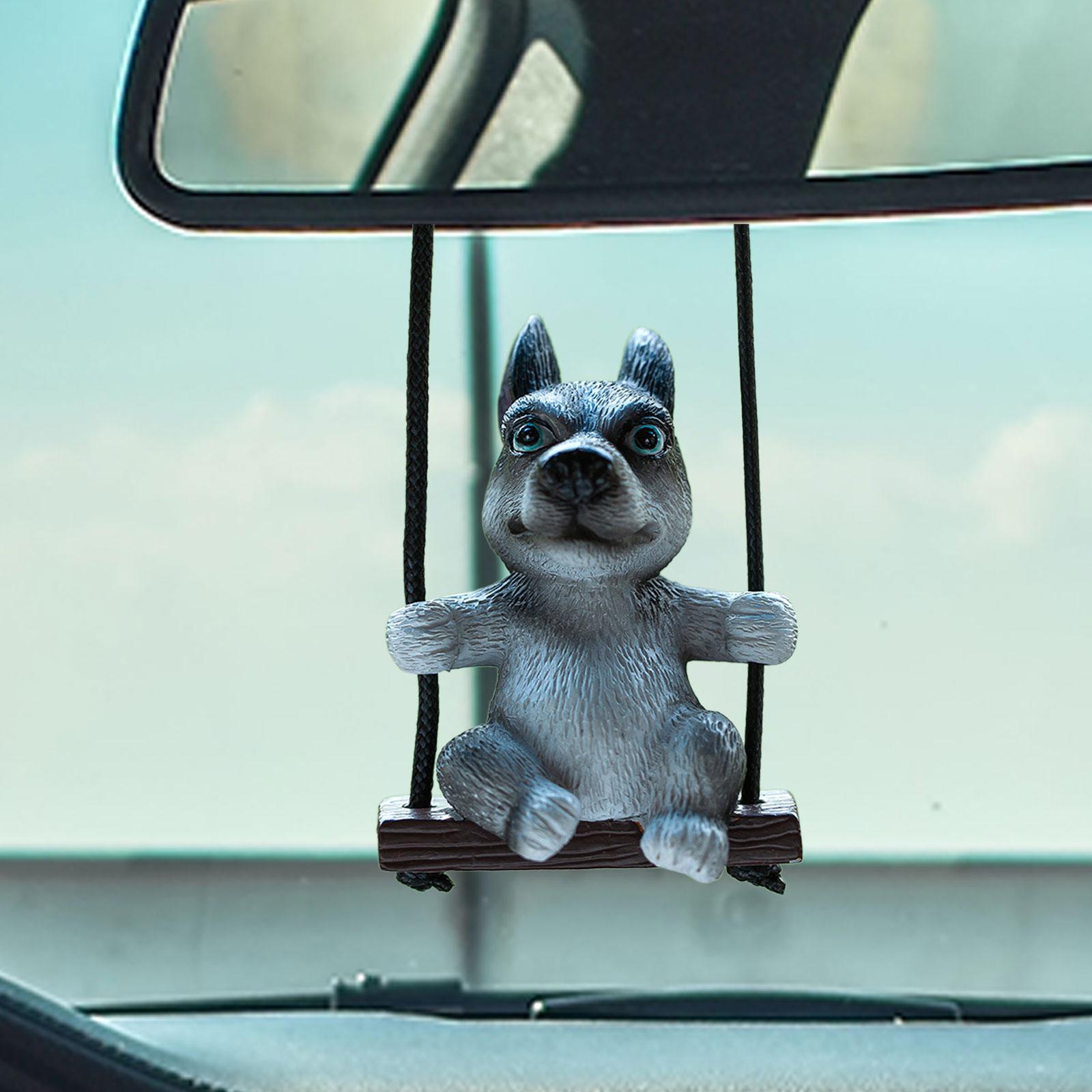 Rearview Mirror Decorations Cute Swinging Pug Car Mirror Hanging Accessories Style A