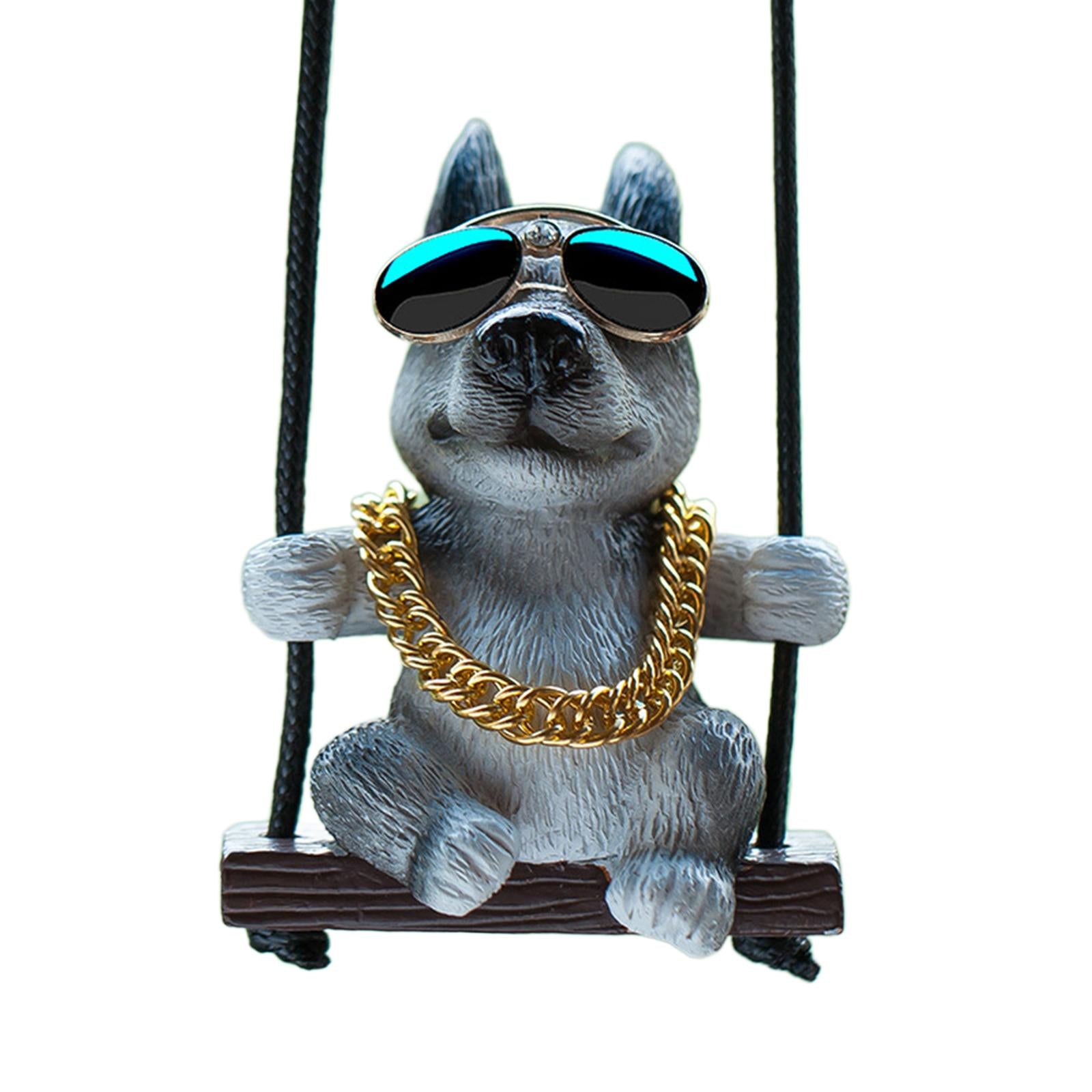 Rearview Mirror Decorations Cute Swinging Pug Car Mirror Hanging Accessories Style B