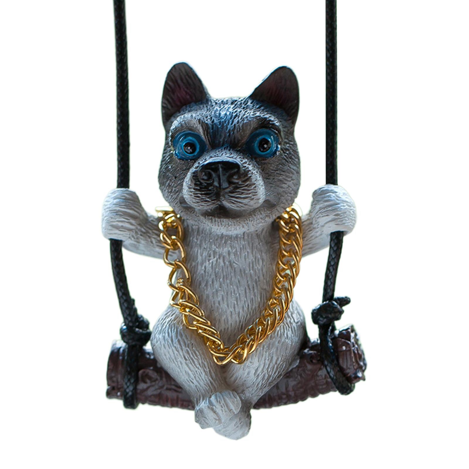 Rearview Mirror Decorations Cute Swinging Pug Car Mirror Hanging Accessories Style E
