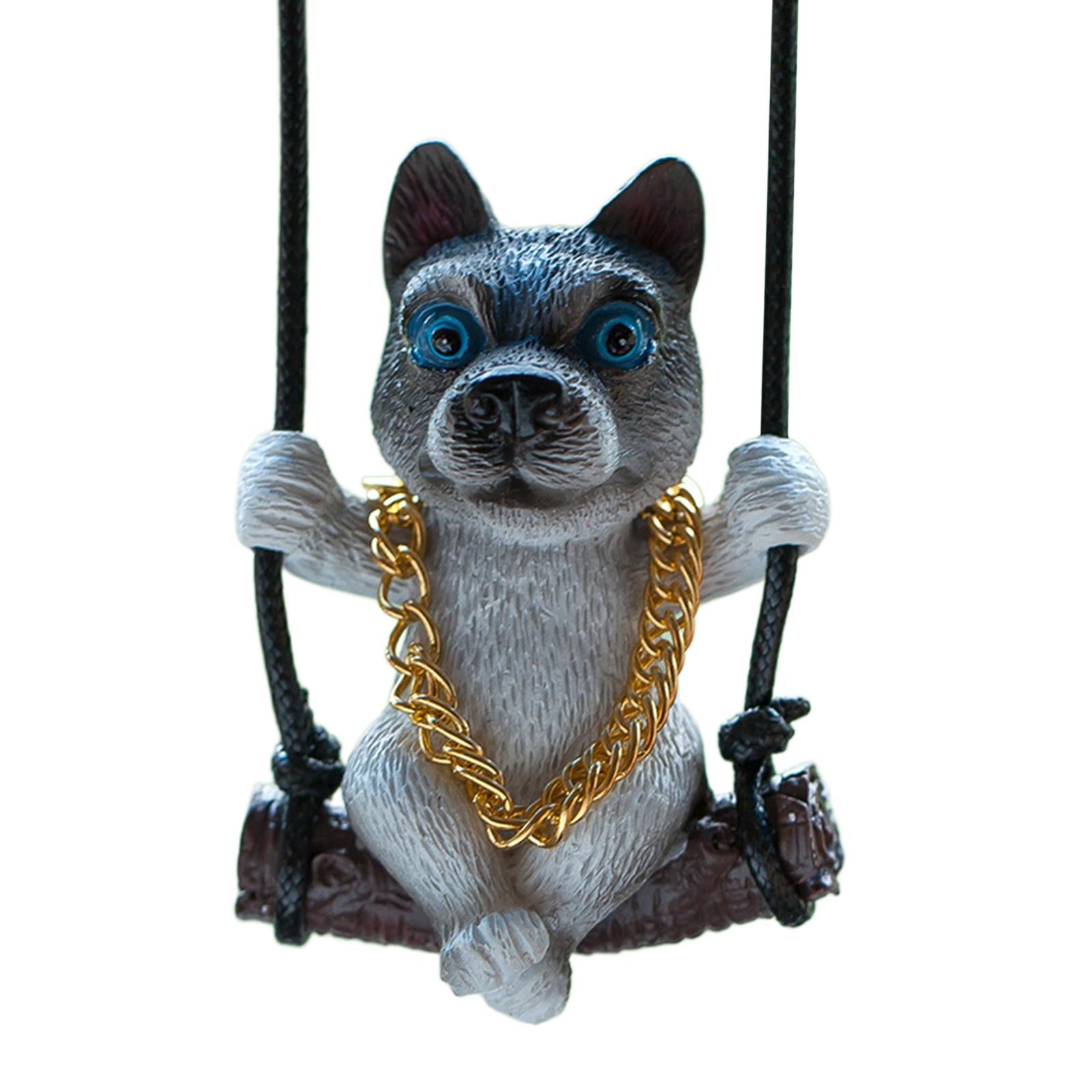 Rearview Mirror Decorations Cute Swinging Pug Car Mirror Hanging Accessories Style E
