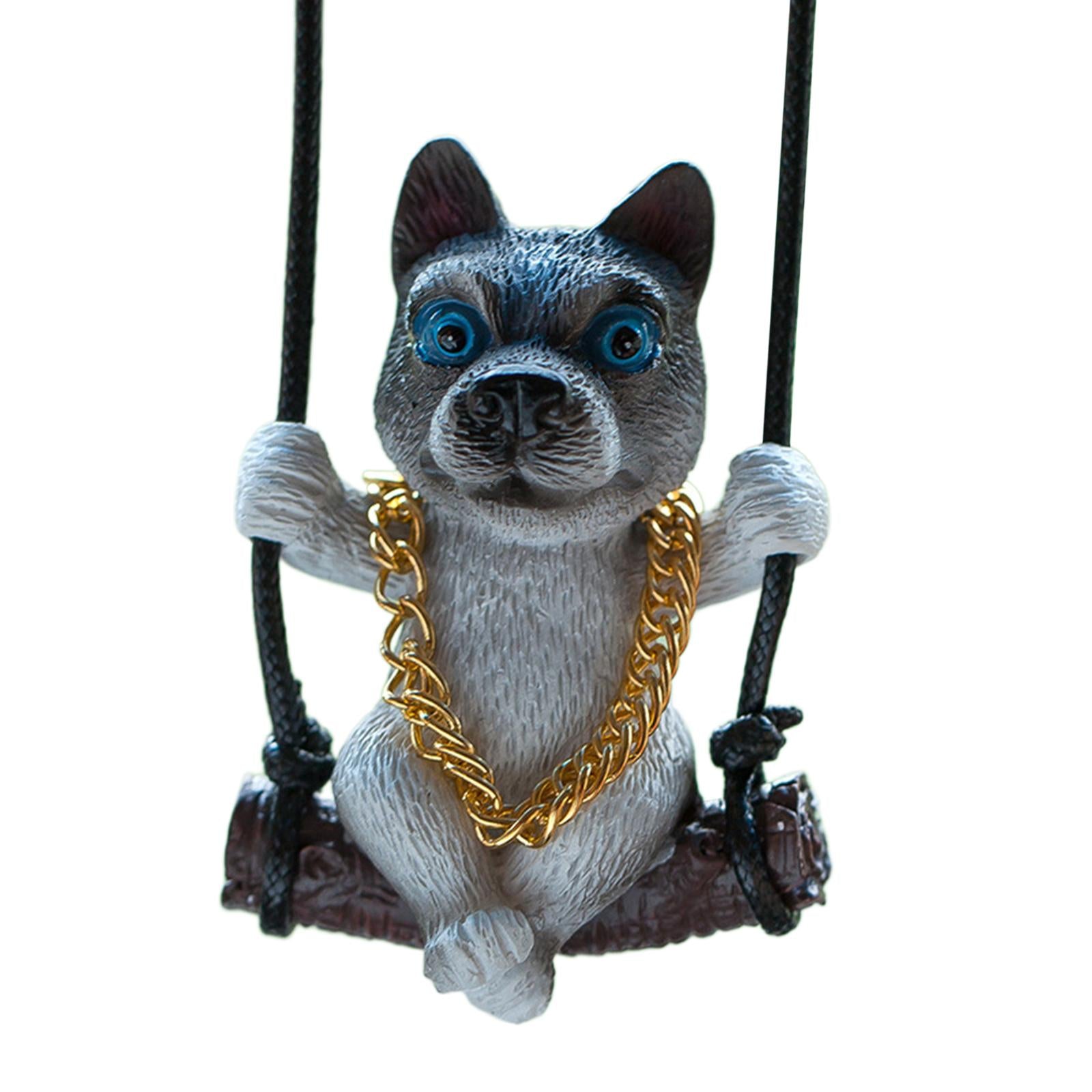 Rearview Mirror Decorations Cute Swinging Pug Car Mirror Hanging Accessories Style E