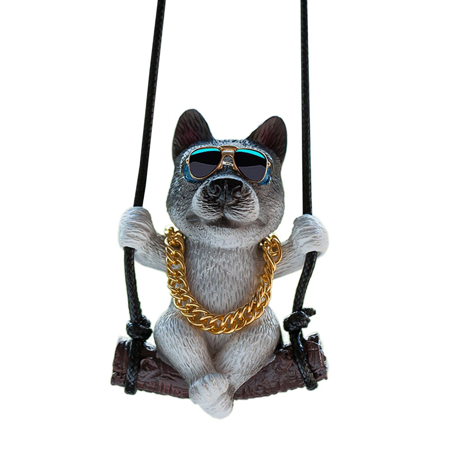 Rearview Mirror Decorations Cute Swinging Pug Car Mirror Hanging Accessories Style G