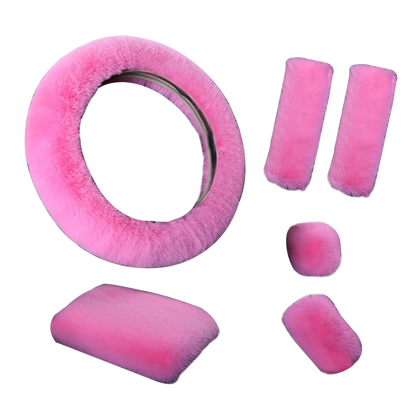 6 Pieces Soft Plush Steering Wheel Cover Winter Comfortable Protective Cover