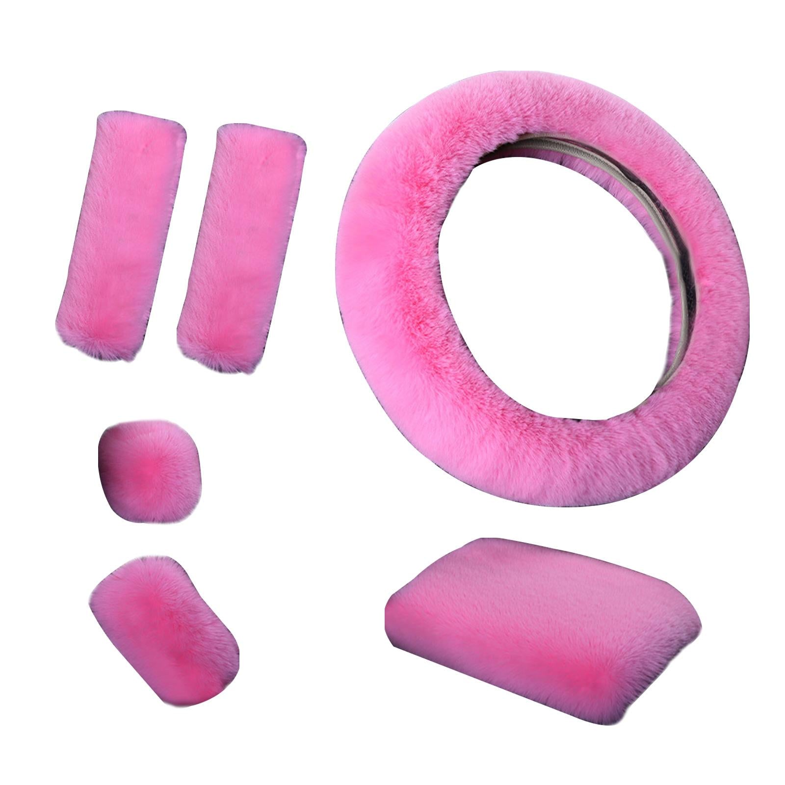 6 Pieces Soft Plush Steering Wheel Cover Winter Comfortable Protective Cover