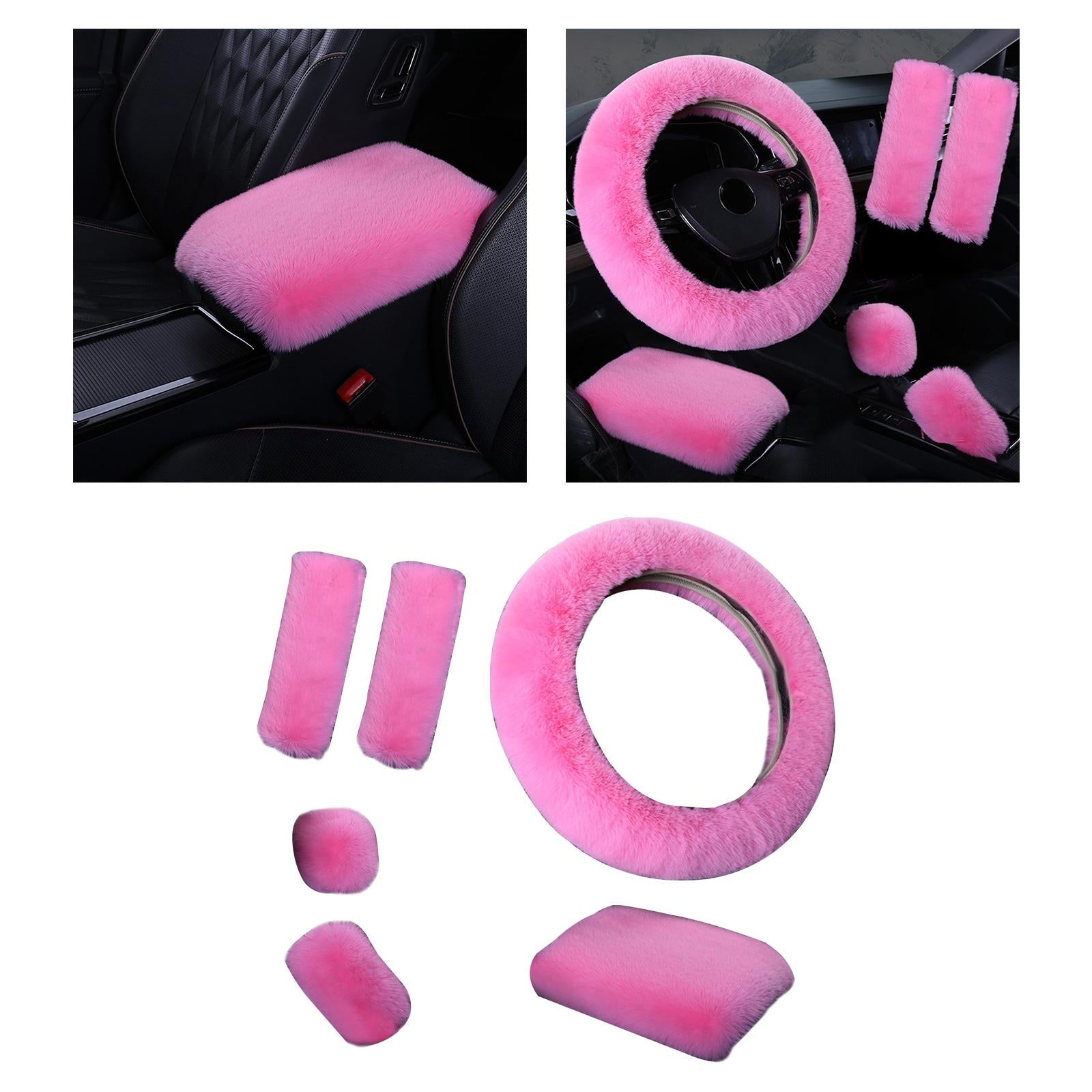 6 Pieces Soft Plush Steering Wheel Cover Winter Comfortable Protective Cover