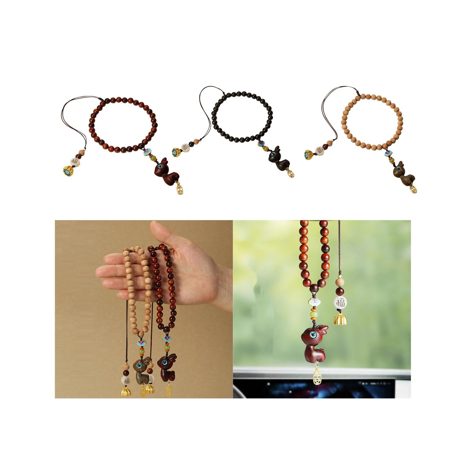 Rearview Mirror Charm Feng Shui Decor Traditional Rearview Mirror Decoration Rosewood