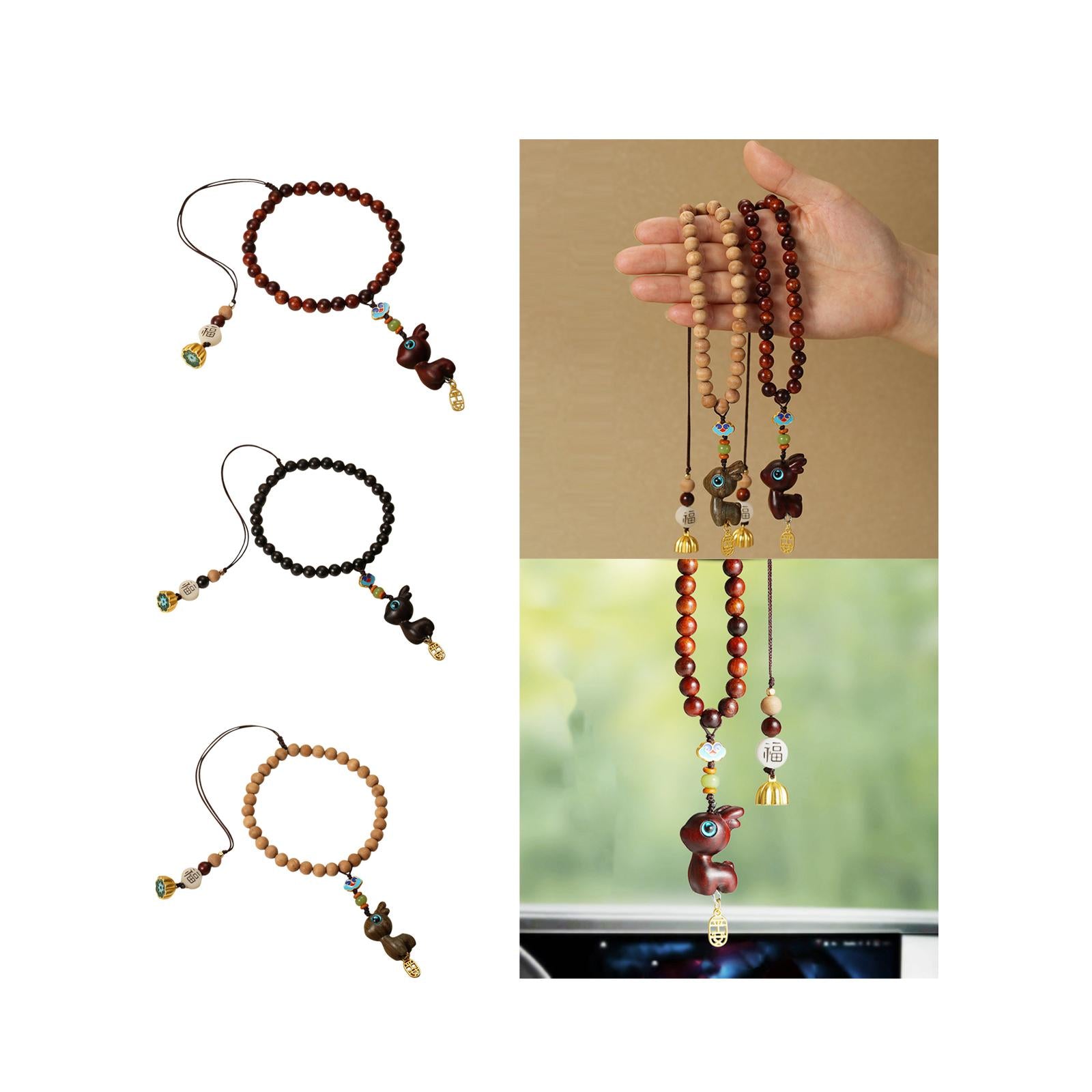 Rearview Mirror Charm Feng Shui Decor Traditional Rearview Mirror Decoration Rosewood