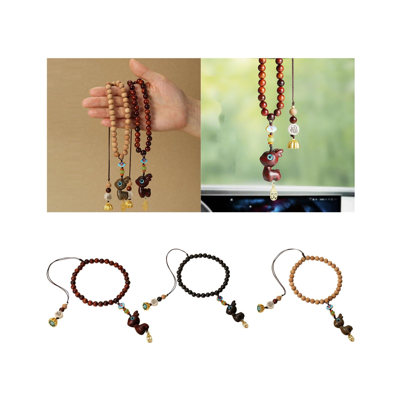 Rearview Mirror Charm Feng Shui Decor Traditional Rearview Mirror Decoration Rosewood